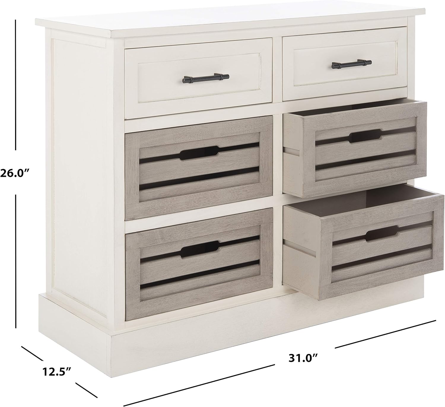 Home Collection Briar Distressed White And Greige 6 Removable Drawer Storage Chest