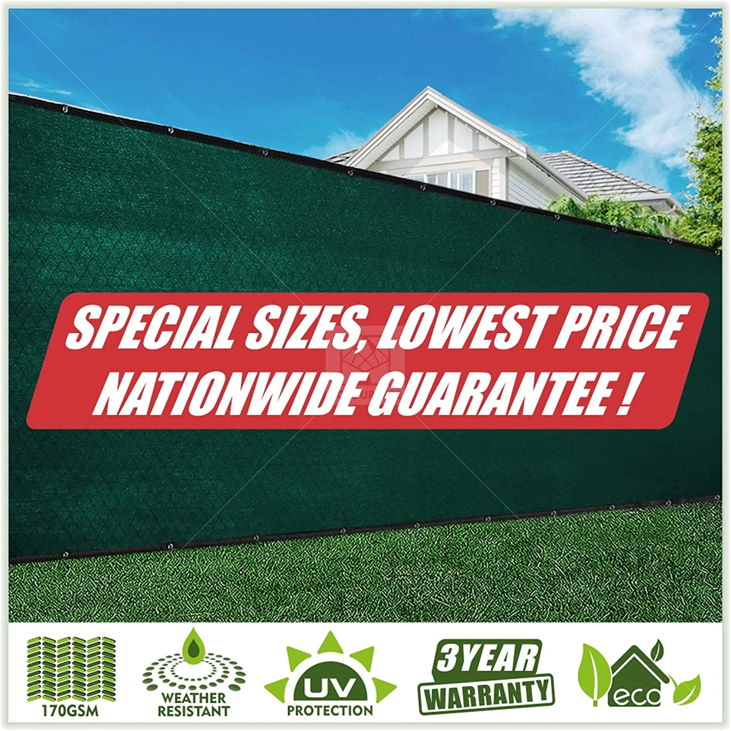 ColourTree 5' x 100' Green Fence Privacy Screen Windscreen Shade Fabric Cloth HDPE, 90% Visibility Blockage, with Grommets, Heavy Duty Commercial Grade, Cable Zip Ties Included - Custom Avalible