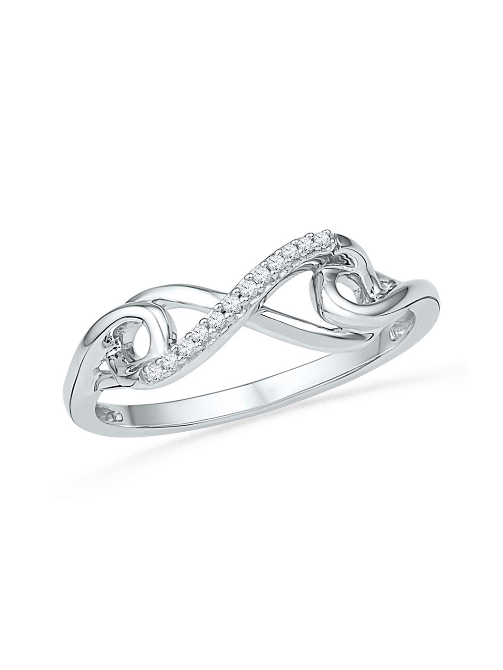 10kt White Gold Womens Round Diamond Infinity Knot Ring 1/20 Cttw