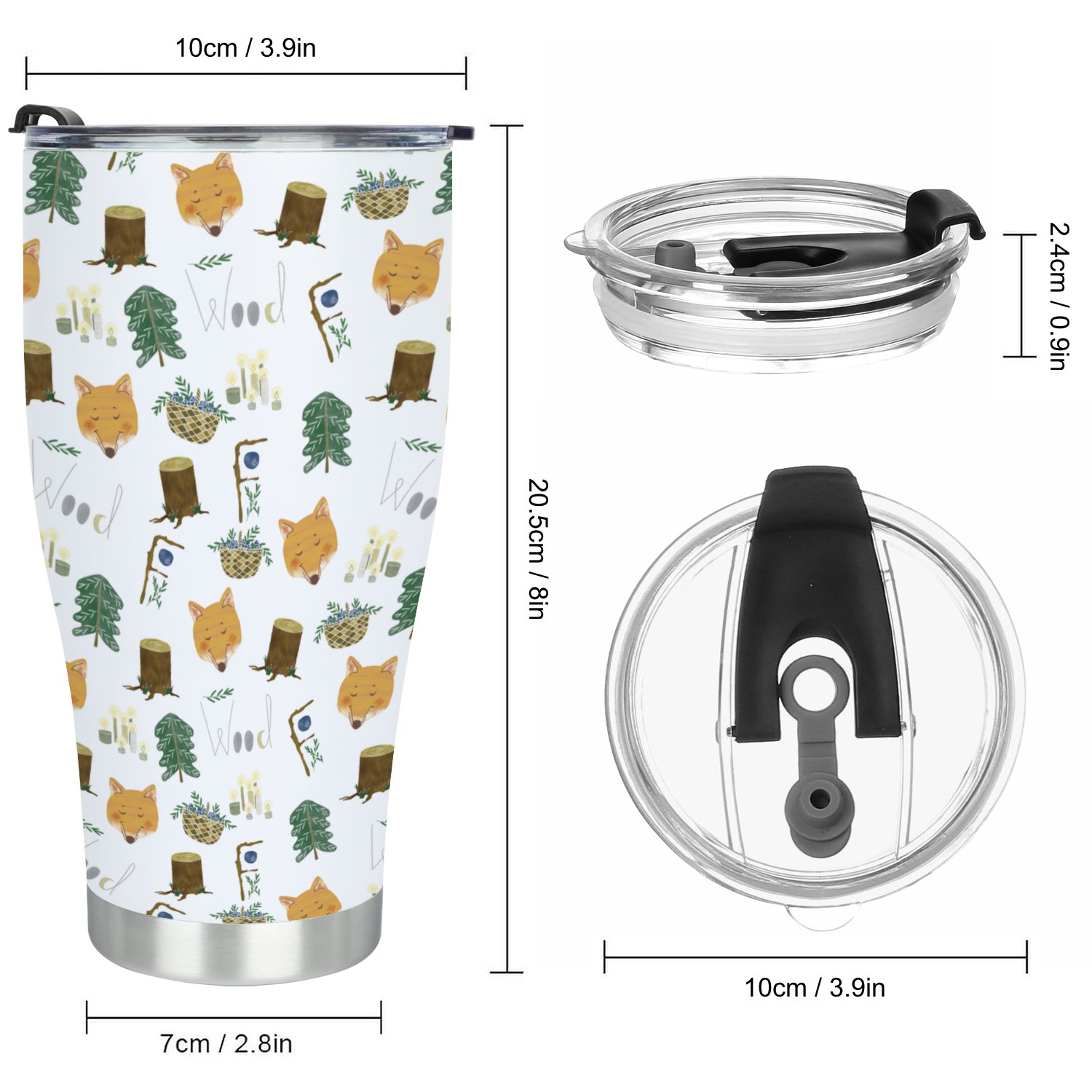 Hidove Stainless Steel Tumbler, Fox Face 30oz Leak Proof & Stainless Steel Bottle for Hot & Cold Drinks - Coffee Travel Mug, Water Metal Canteen, Thermal Cup