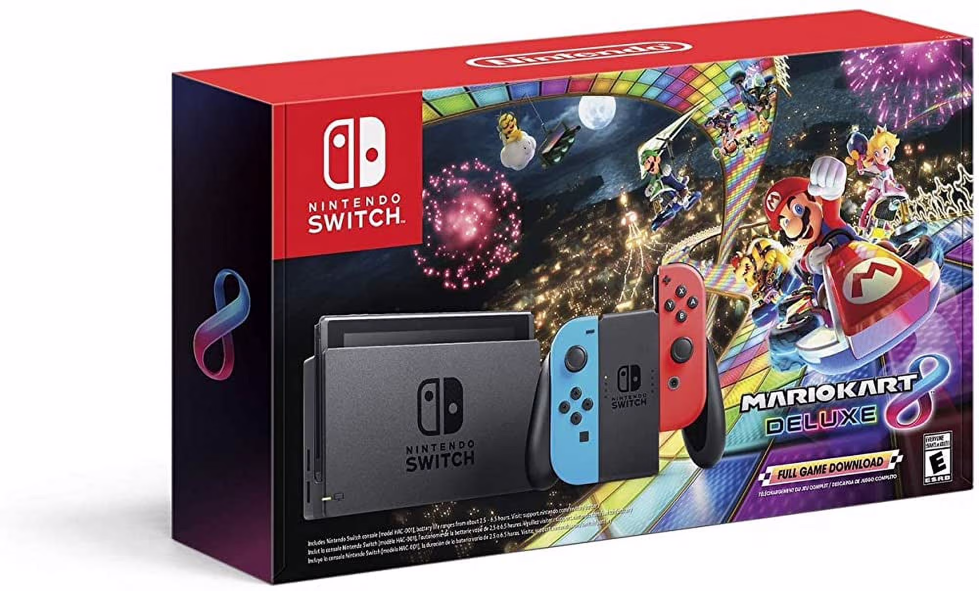 Nintendo Switch Bundle with Mario Kart 8 Deluxe - Neon Red/Blue