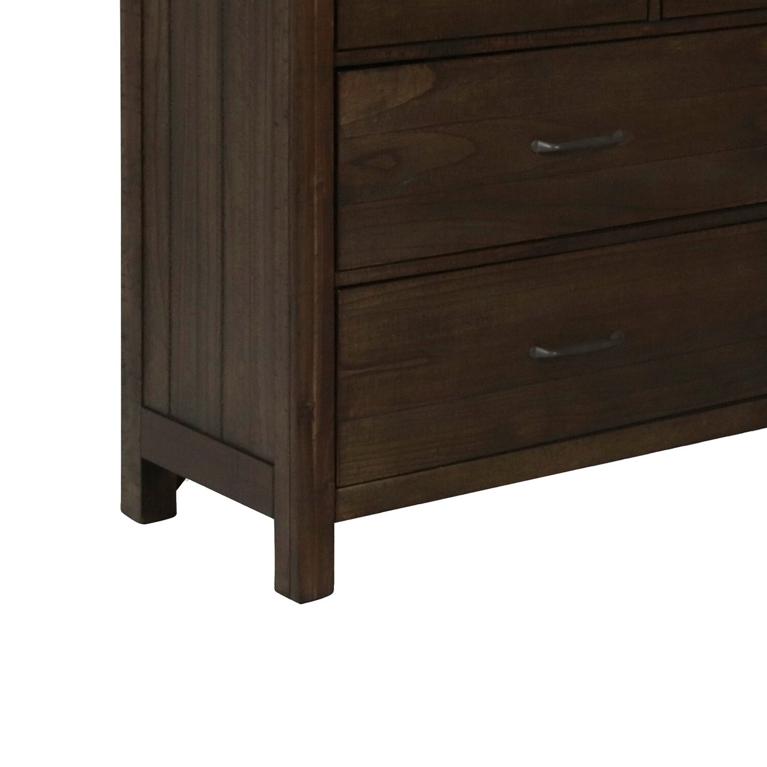 Benjara BM218217 Plank Style 7 Drawer Dresser with Wood Grain Details, Walnut Brown