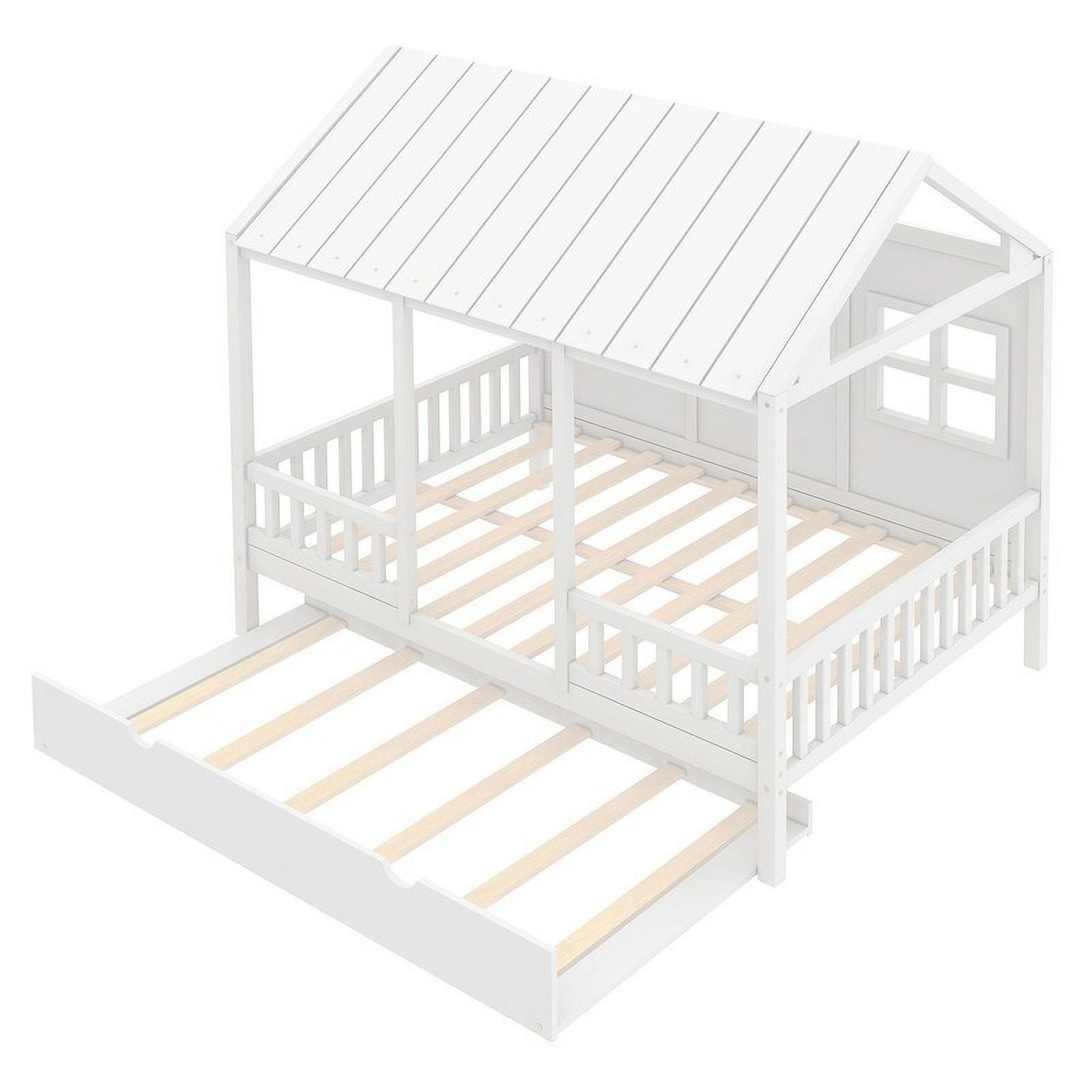 Unbranded Full Size Log Cabin Bed With Casters, Solid Wood Sofa Bed, White White