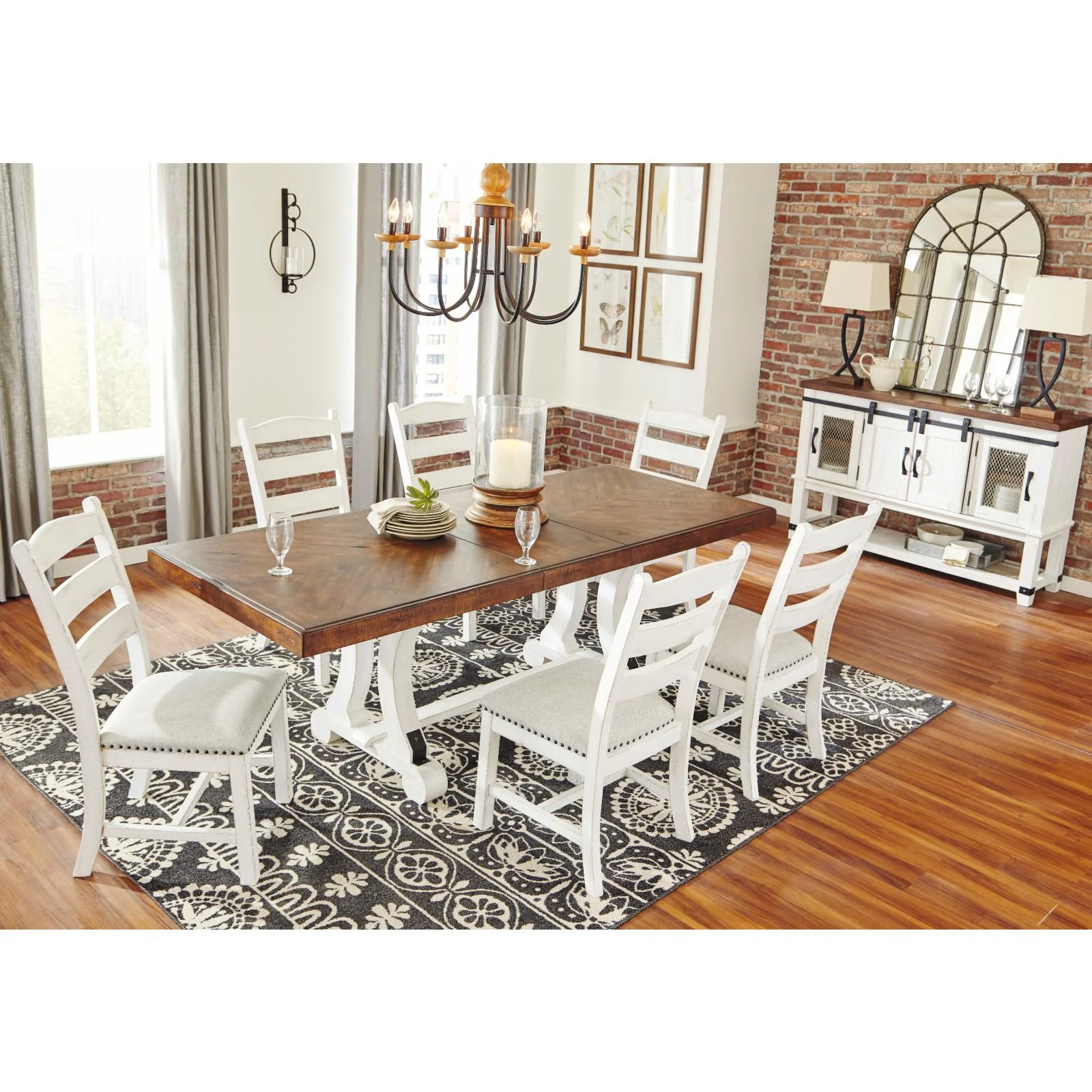 Signature Design by Ashley Valebeck Rectangular Dining Table in White and Brown