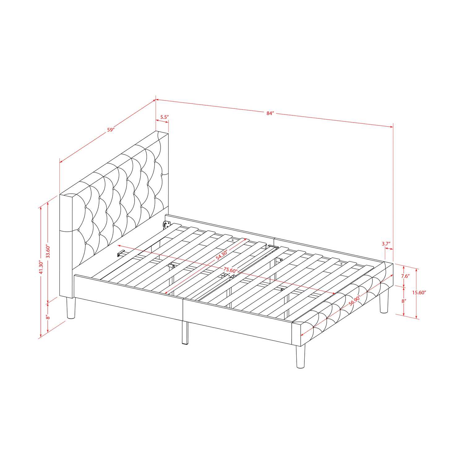East West Furniture Nolan 2 Pieces Wood Full Bedroom Set in White/Burgundy