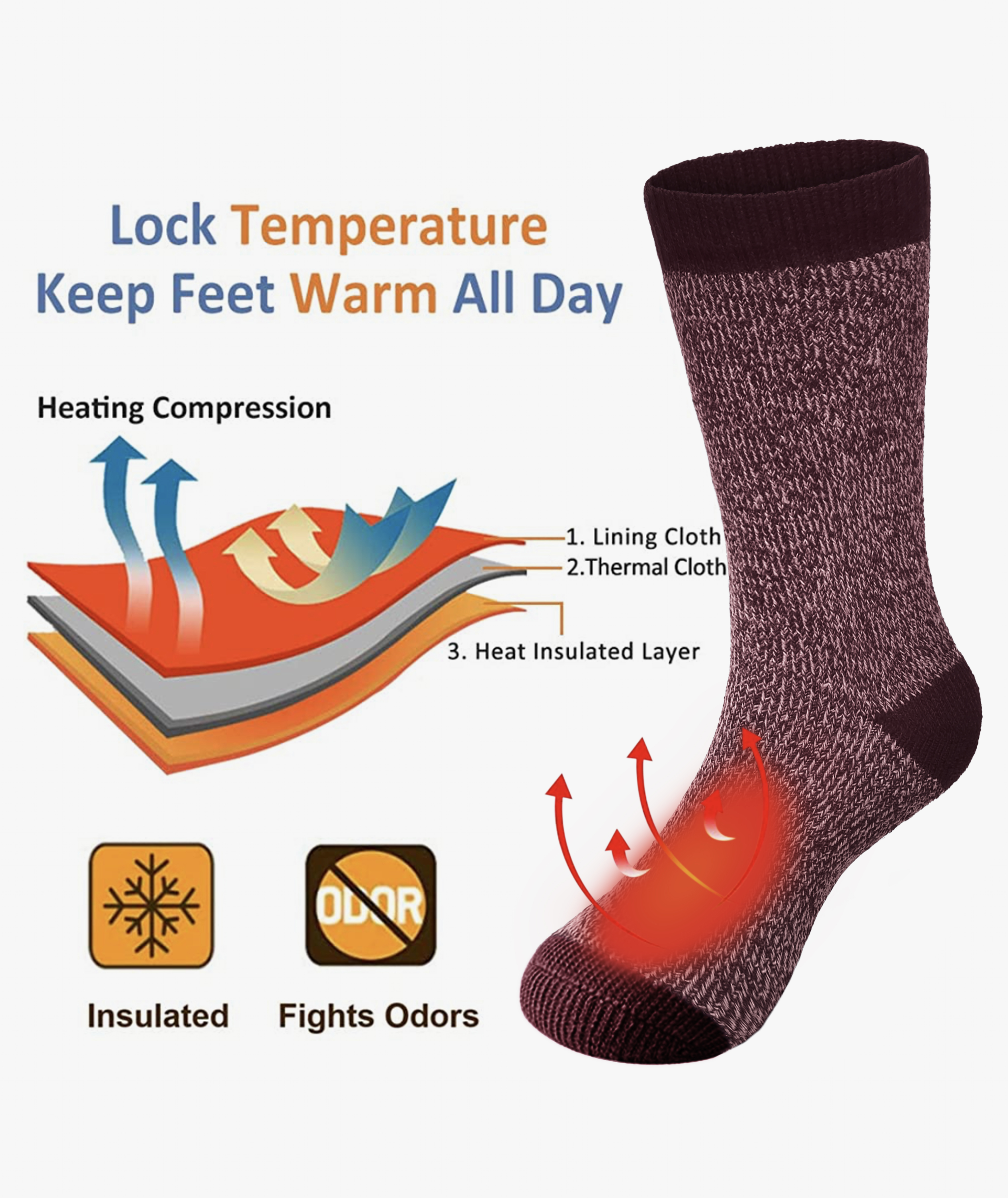 4-Pairs: Women's Cozy Soft Thick Winter Warm Thermal Insulated Heated Crew Socks