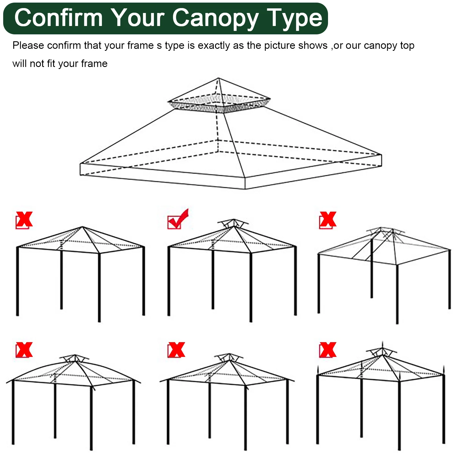 Lovote 2-Tier 10'x10' Replacement Gazebo Canopy Top Patio Cover Square Garden Roof Tent Anti-UV Sunshade Green