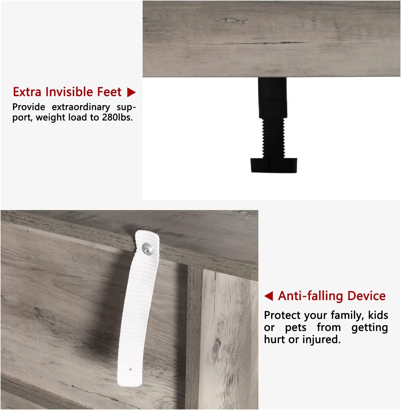 Dresser and Nightstand Sets - 3 Pieces Bedroom Set with 7 Drawer Dresser and 1 Drawer Nightstands, Wood Double Dresser, Brown Wood Grain