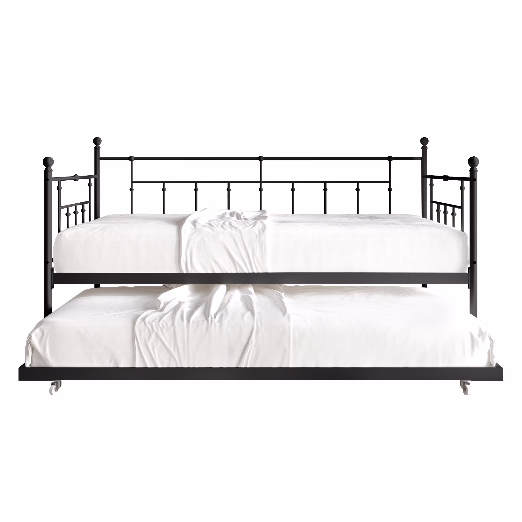 CraftPorch  Classic Victorian Metal Twin Daybed with Trundle Black