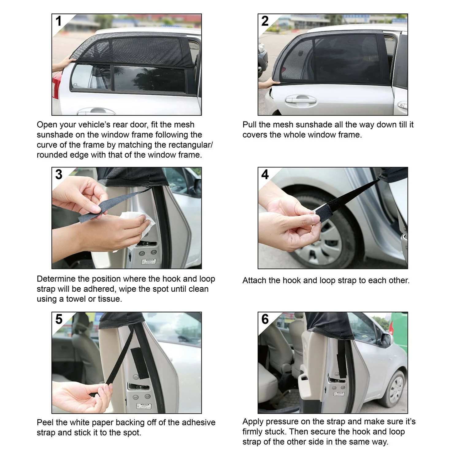 Universal Car Side Window Sun Shade, Rear and Front Car Windows Sunshades Curtain, UV Protection Privacy Windshield Mesh