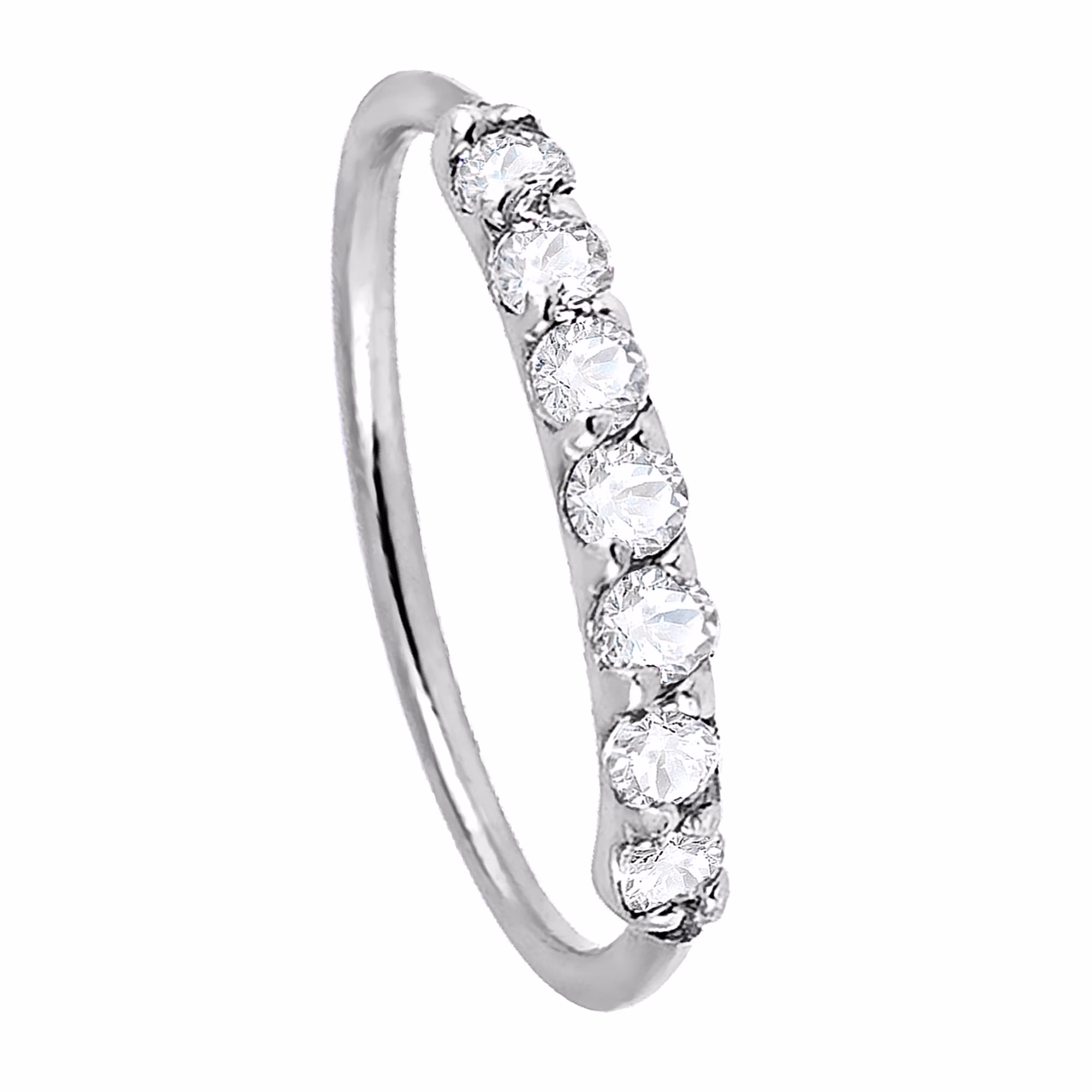 14Kt Nose Ring with 0.07ctw Diamonds - 24G Diamond Nose Hoop - Cartilage Hoop Earring - WGDIA