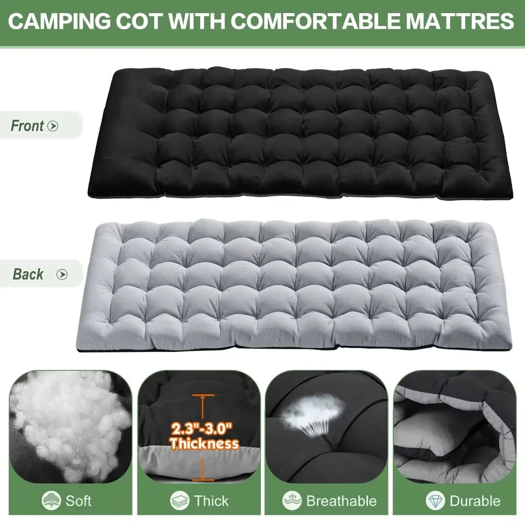 Docred 4-Fold Sleeping Cots , Adjustable 4-Position Folding Bed with 2-Sided Mattress & Pillow, Rollaway Guest Bed