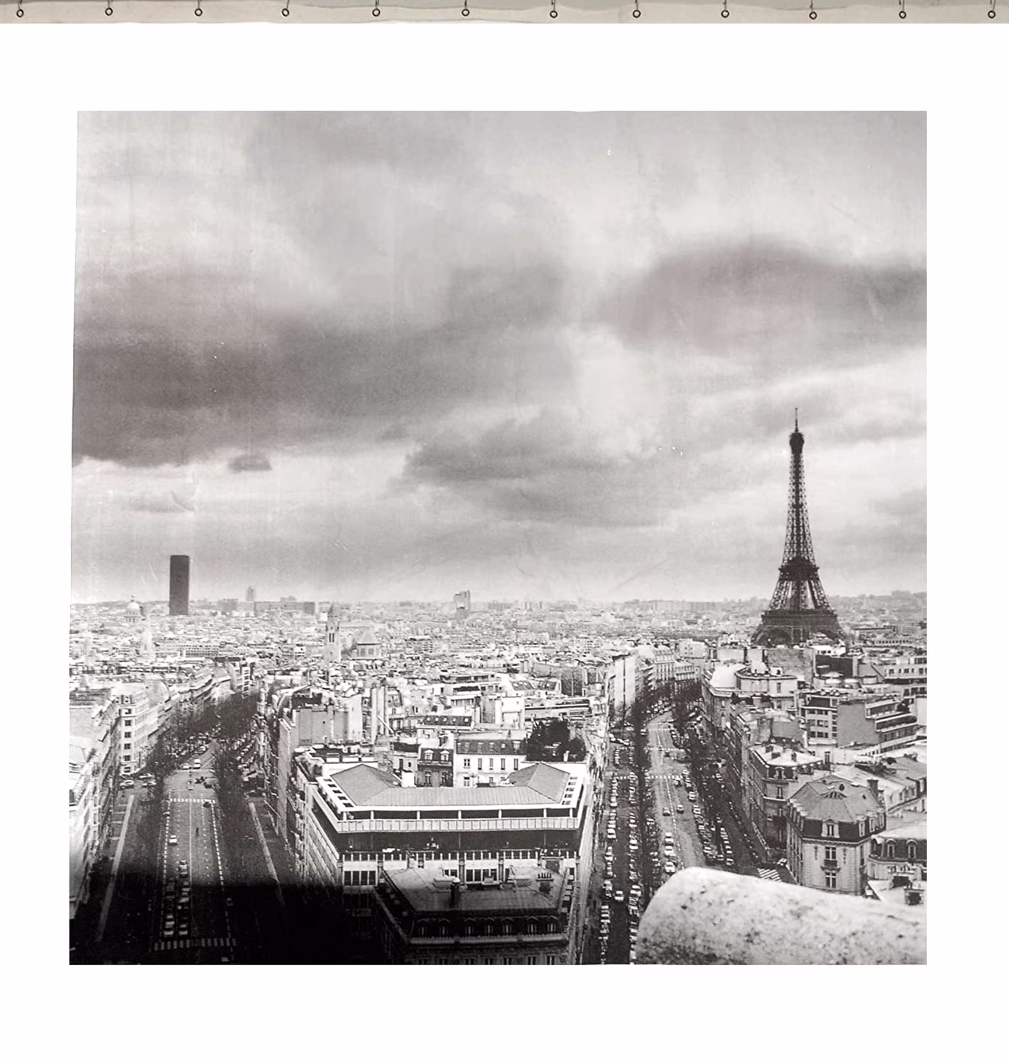 Izola PEVA Paris France Shower Curtain, Black-White, 72x72 Inches