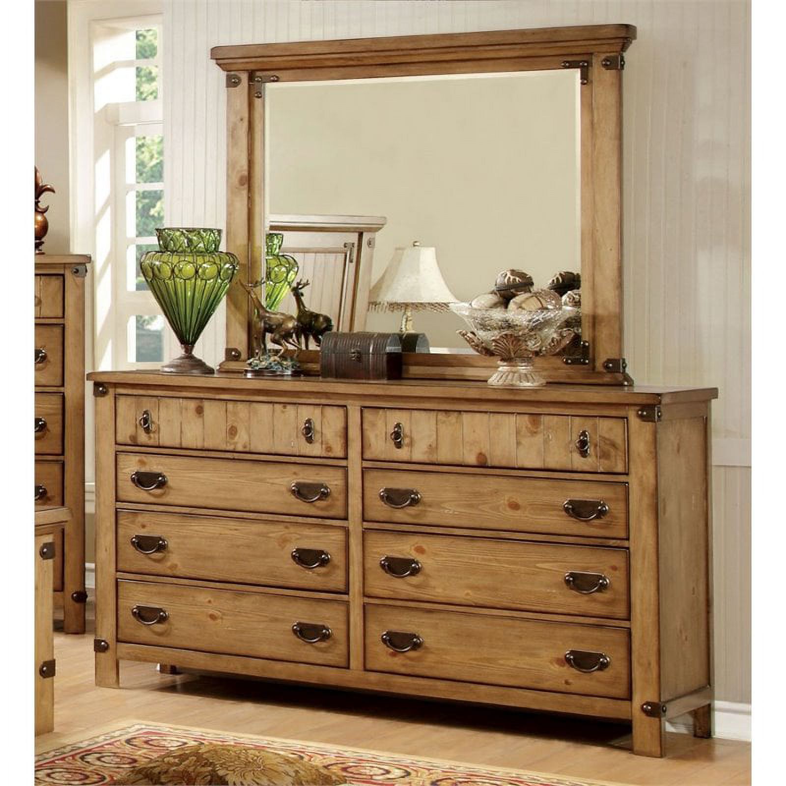 Bowery Hill 3pc Farmhouse Wood Bedroom Set in Weathered Brown Elm