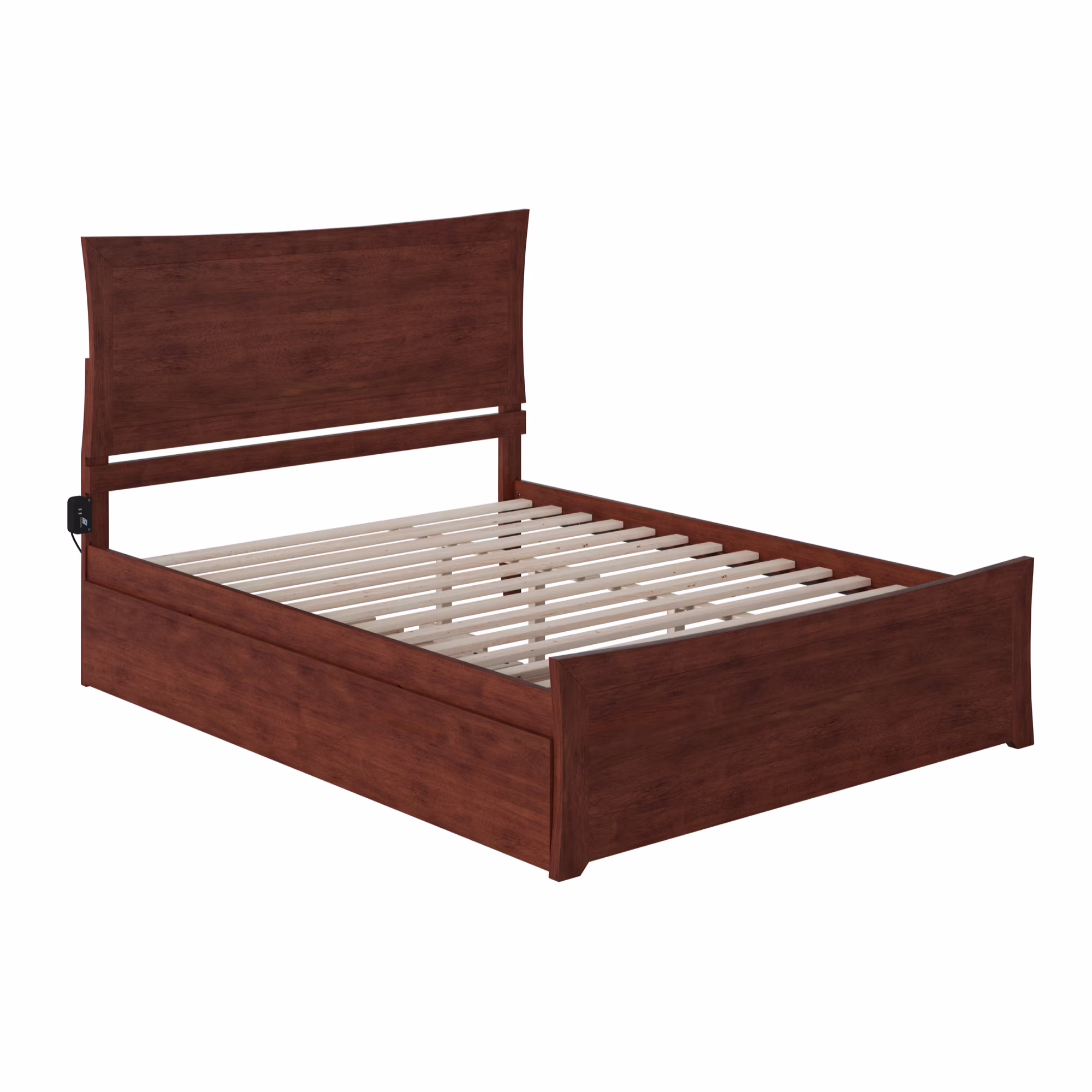 AFI Metro Solid Wood Queen Bed and Footboard with Twin XL Trundle in Walnut