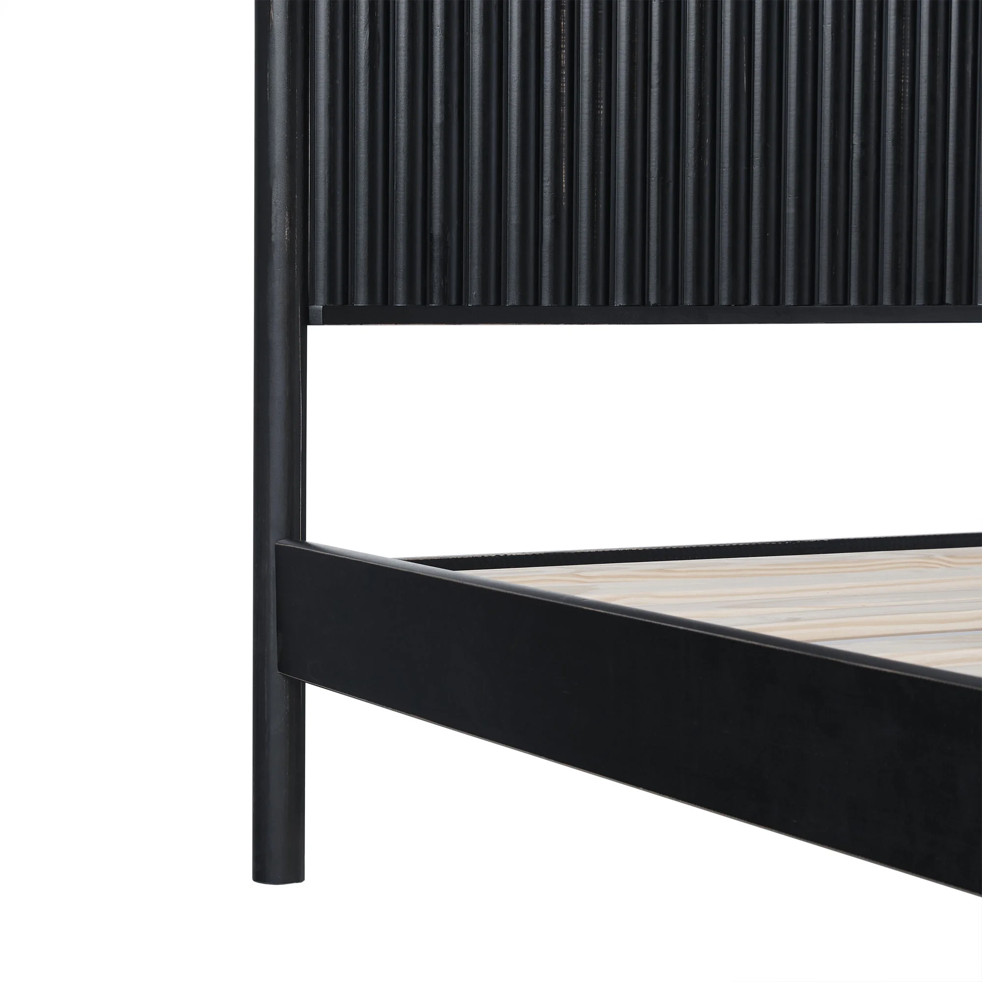 Walker Edison Transitional Solid Wood Queen Bed, Black