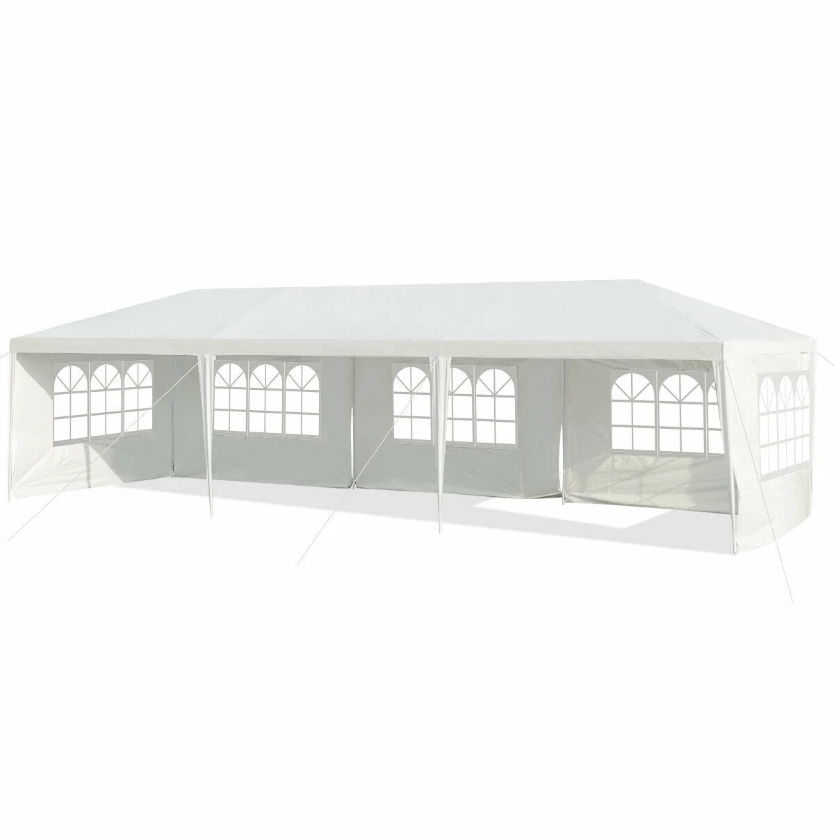 CB15733 Outdoor 10 x 30 ft. Gazebo Canopy Tent White with 5 Removable Window Walls
