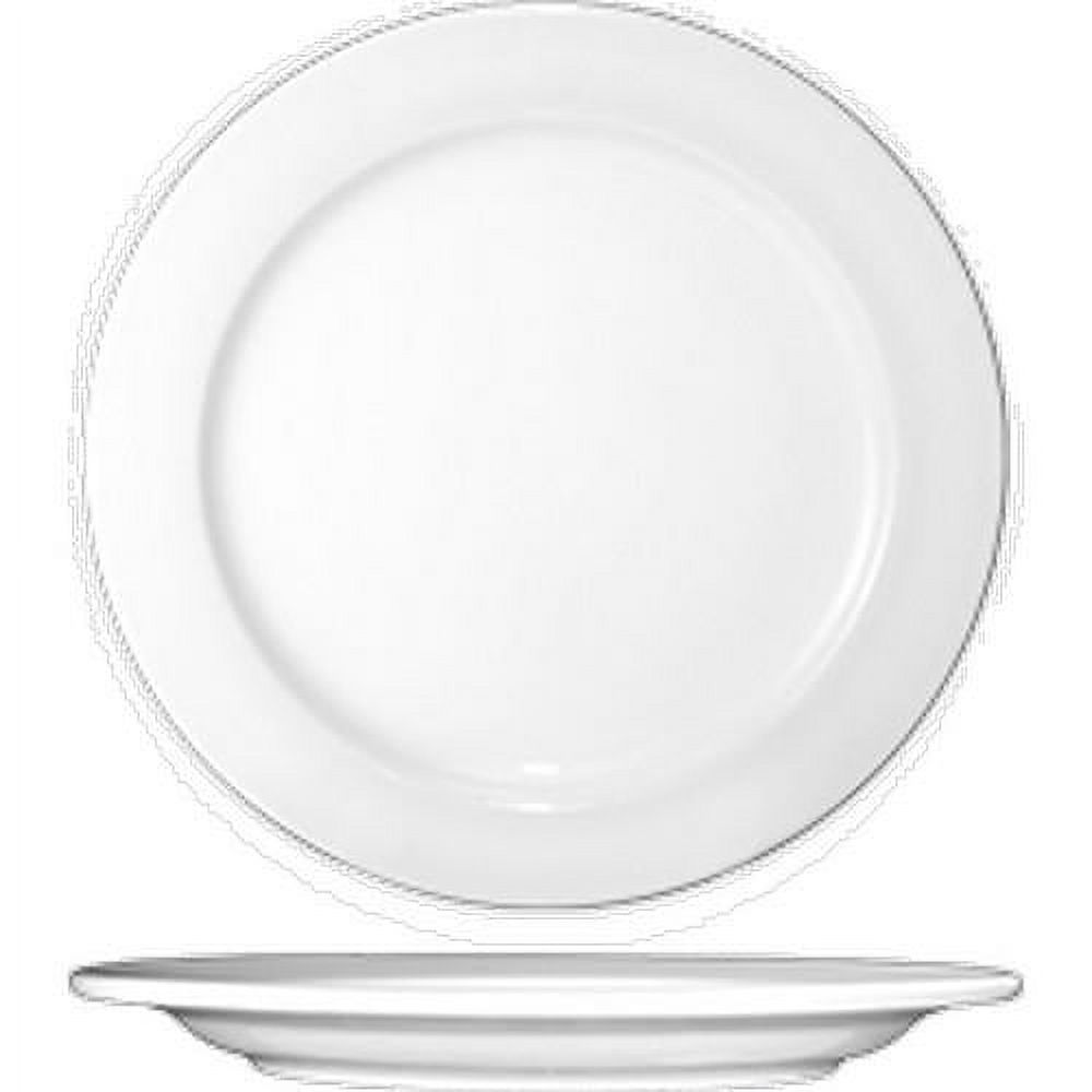 International Tableware Porcelain Round Wide Rim Plate European White, 10.5