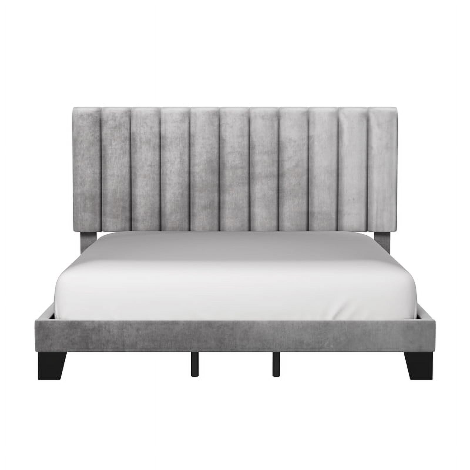 Bowery Hill Modern Upholstered King Platform Bed in Gray Fabric