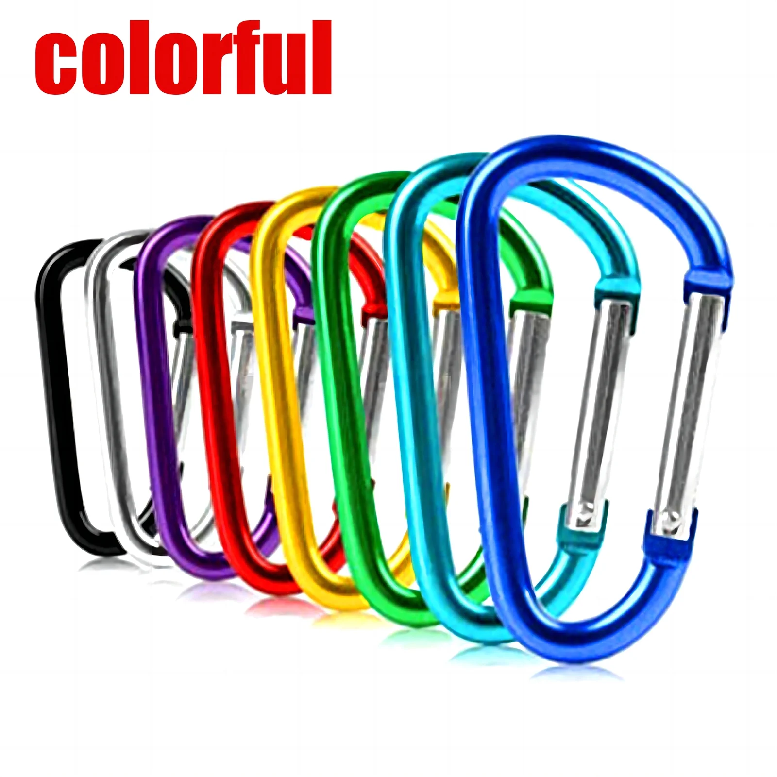 ALUED 10/200 Pcs Aluminum Carabiner D Shape Spring Clip Snap Key Hook Keychain Buckle
