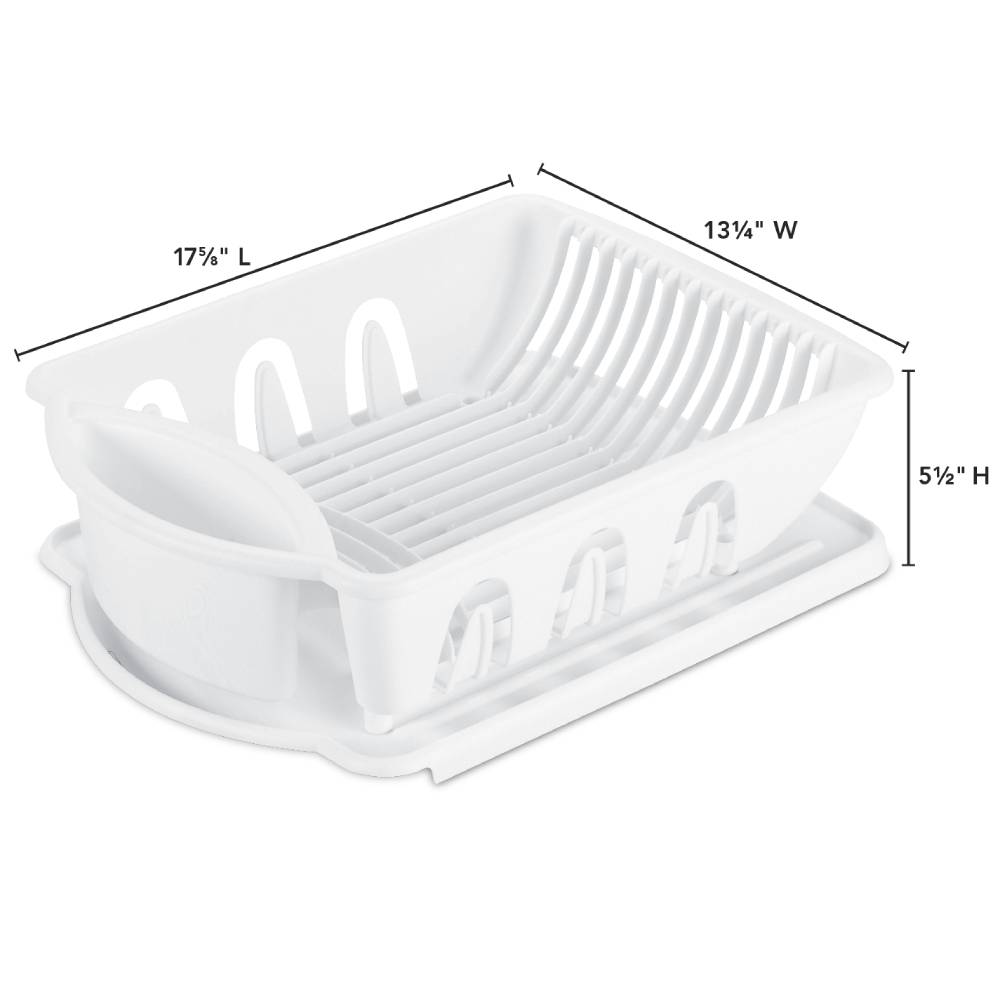 Sterilite Dish Drainer Dry Rack 2 Piece Sink Drainboard Set Plastic White, 2-Pack