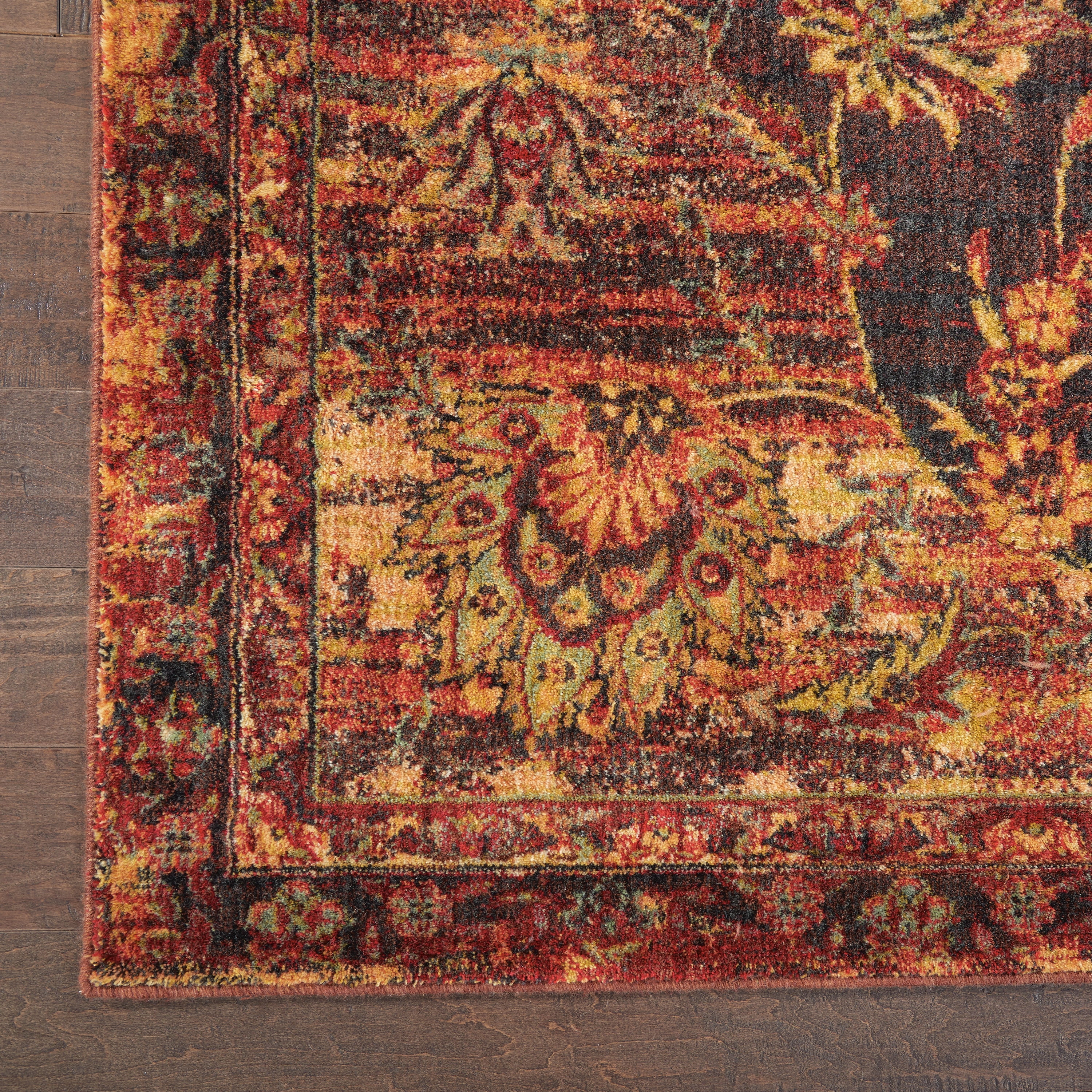 Nourison Jewel All-over Design Loomed Area Rug, 9' x 12', Serged Edges, Distressed Finish, Low Pile, Easy-Care Fibers