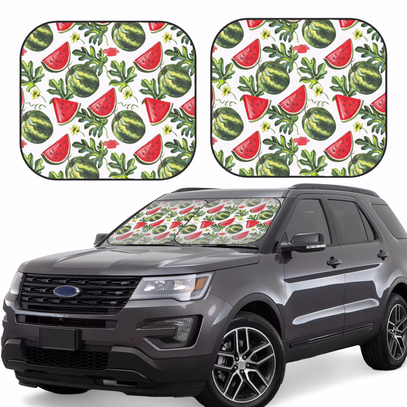 Lukts Watermelons Print 2 Piece Car Sun Shade Windshield,Foldable Car Shade Front Windshield With Keeps Your Vehicle Cool, For Most Sedans Suv And Trucks - Medium