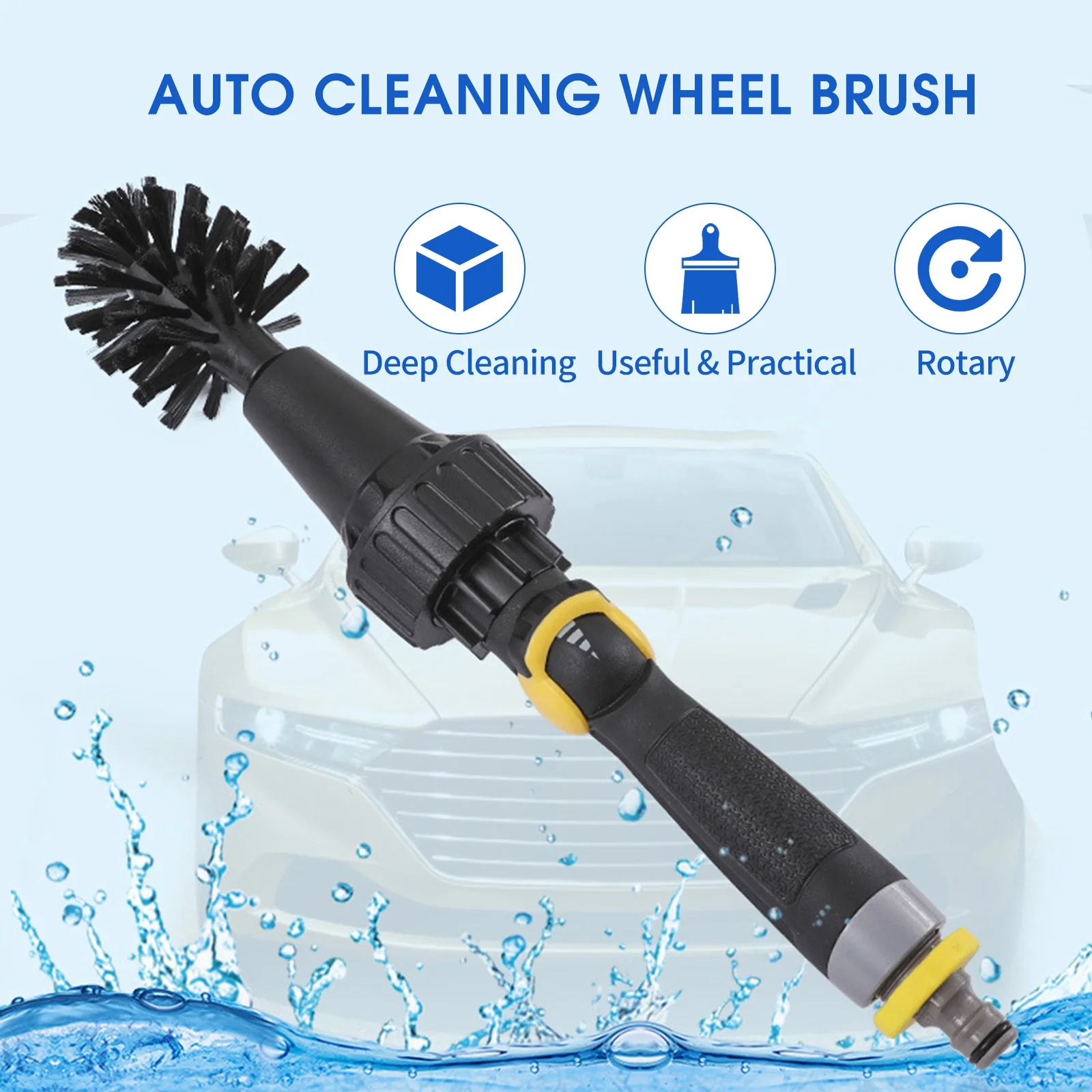 Vistreck Auto Cleaning Wheel Brush Car Detailing Spinning Brushes Rotary Cleaning Brush for Scrub Wash Tires Grills Bike Motorcycle Wheels