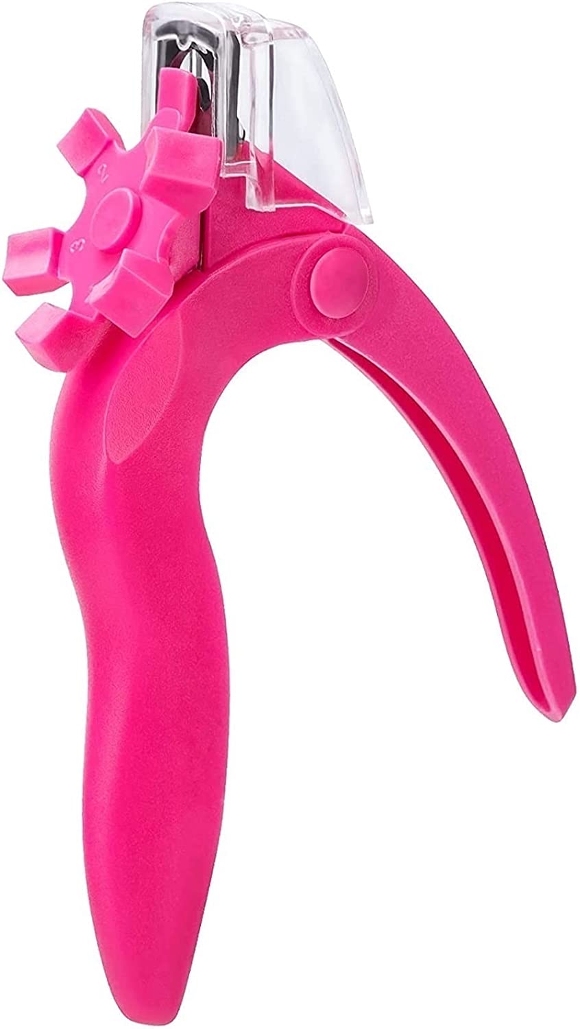 Pet Nail Scissors Acrylic Nail Tips Clipper for Acrylic UV Gel False Nail Edge Clipper, Flat Scissors French Style with Turntable (Color : Pink)