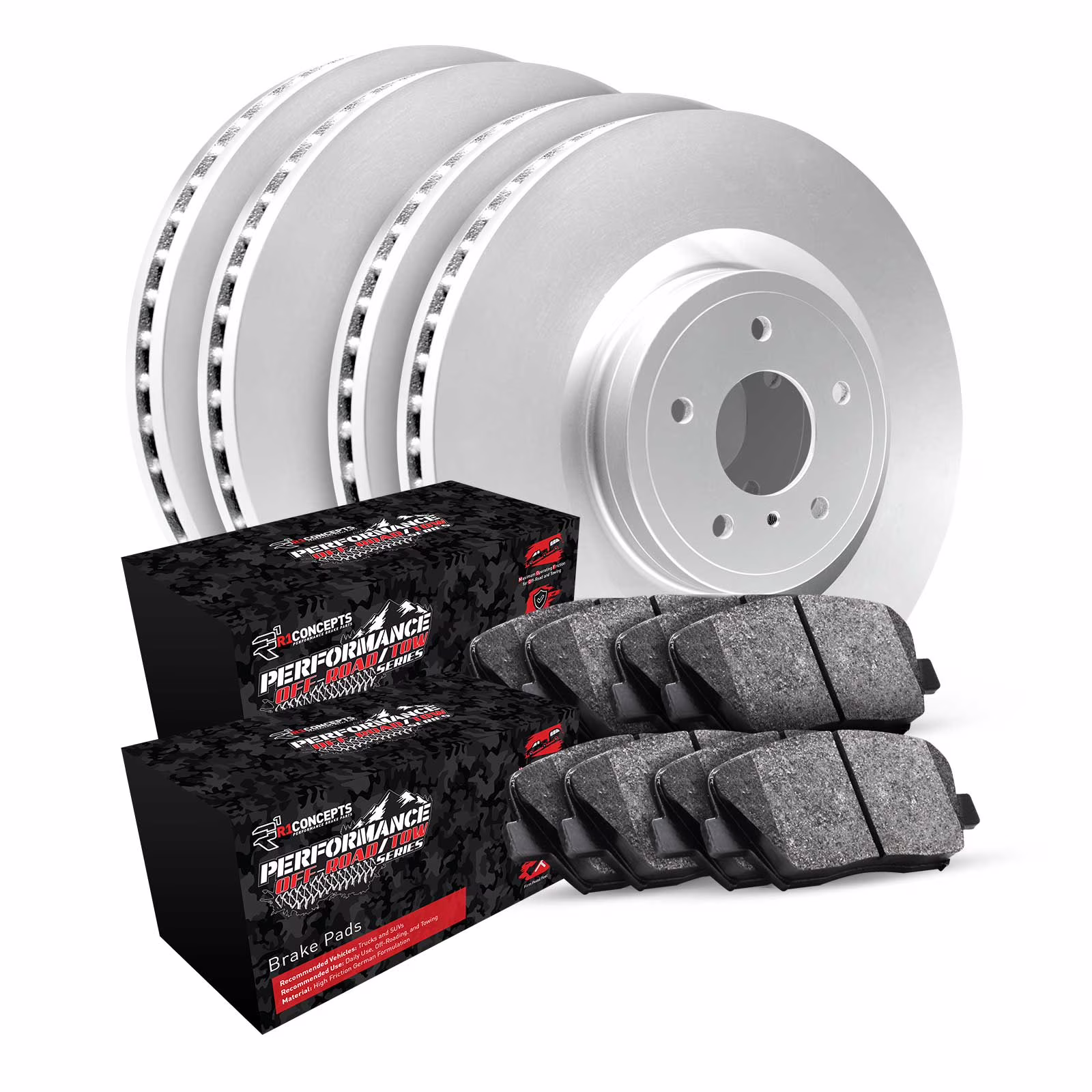 R1 Concepts Front Rear Brakes and Rotors Kit |Front Rear Brake Pads| Brake Rotors and Pads| Performance Off-Road Brake Pads and Rotors WDVN2-54021