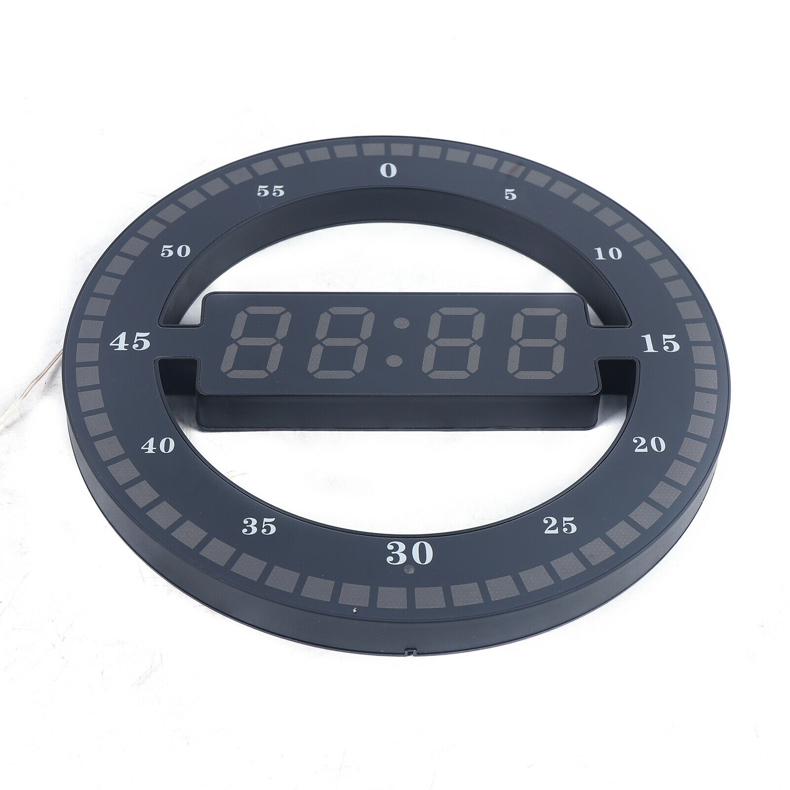 CNCEST Digital 12'' Wall Mount Clock Modern LED Round Alarm Clock Snooze 12/24 Hour Display (Black)