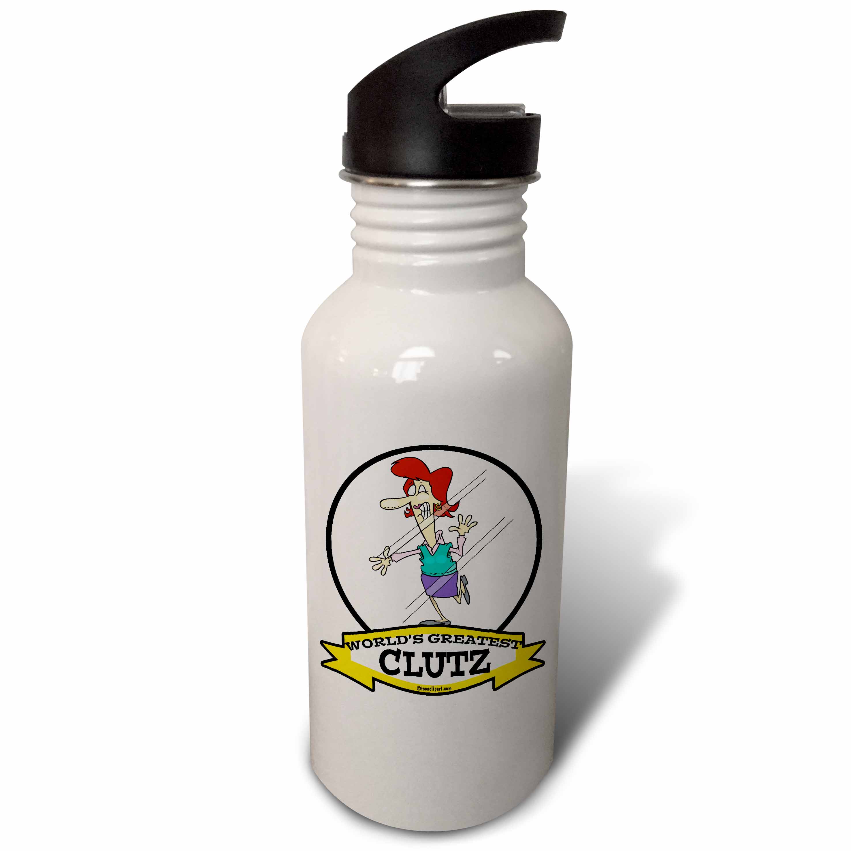 Funny Worlds Greatest Clutz Women Cartoon 21 oz Sports Water Bottle wb-103055-1