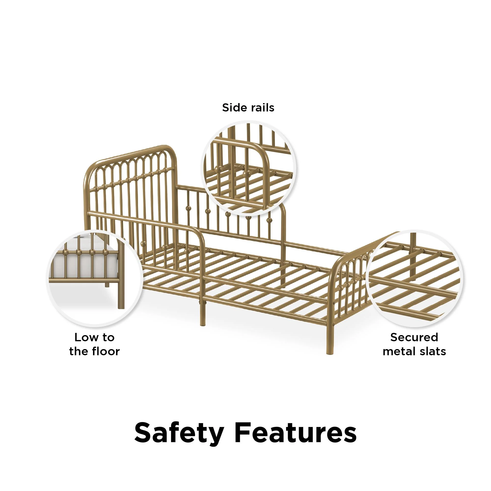 Little Seeds Monarch Hill Ivy Metal Toddler Bed, Gold