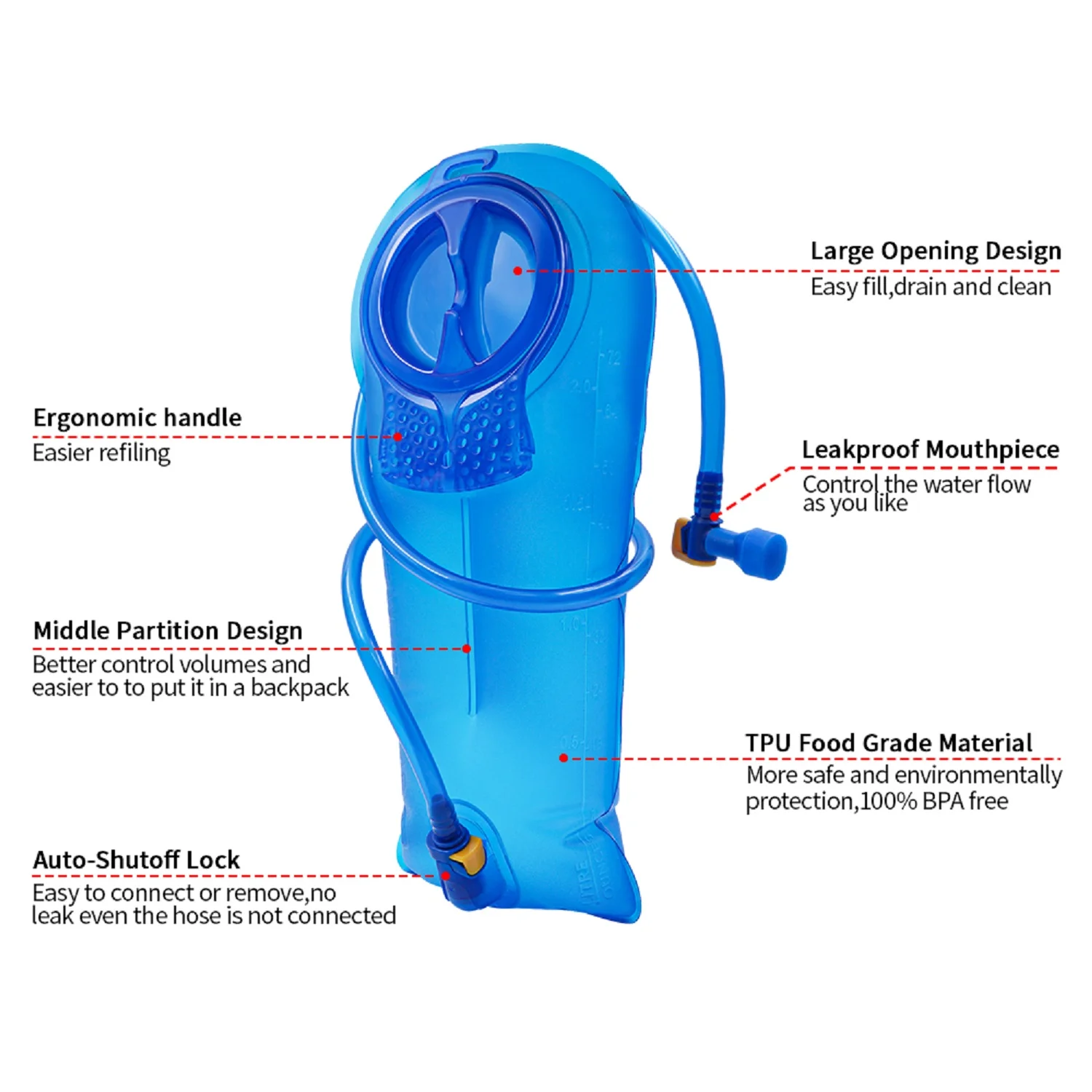 Outdoor Sports Water Bag, BPA Free,Reusable,Leakproof Folding Drinking Water Bottle Portable for Camping, Sports Or Hiking Use(90 OZ )