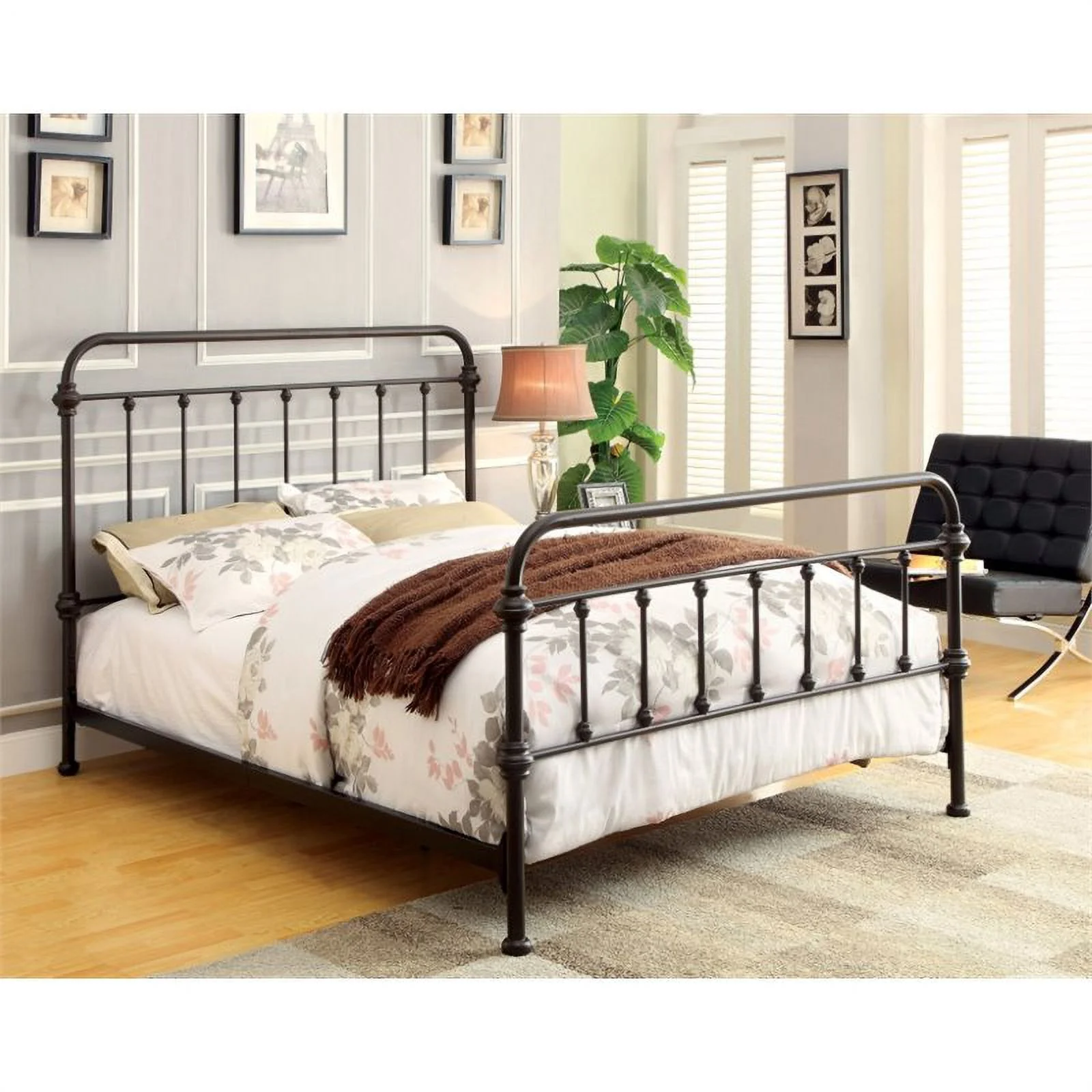 Furniture of America Celinda Metal Full Spindle Bed in Dark Bronze