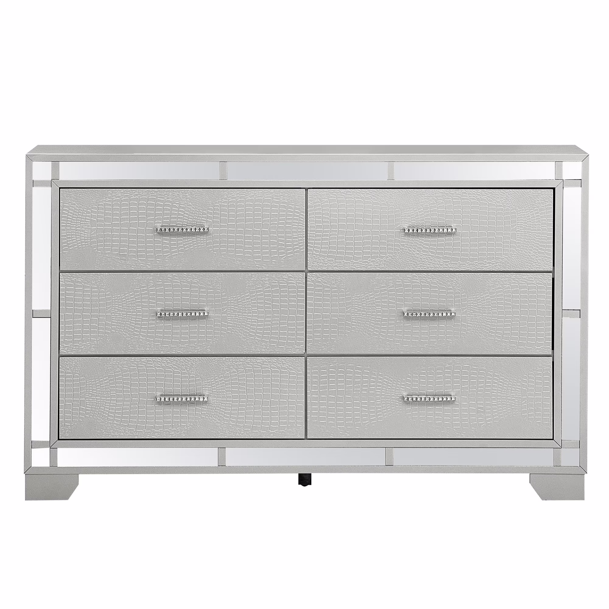 Passion Furniture  Madison 6-Drawer Silver Champagne Dresser - 37 x 59 x 17 in.