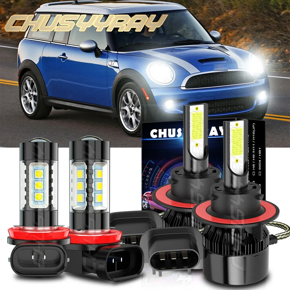 For Mini Cooper 2009 - 2012 LED Headlight Hi & Lo + Fog Light Bulbs Combo Qty 4