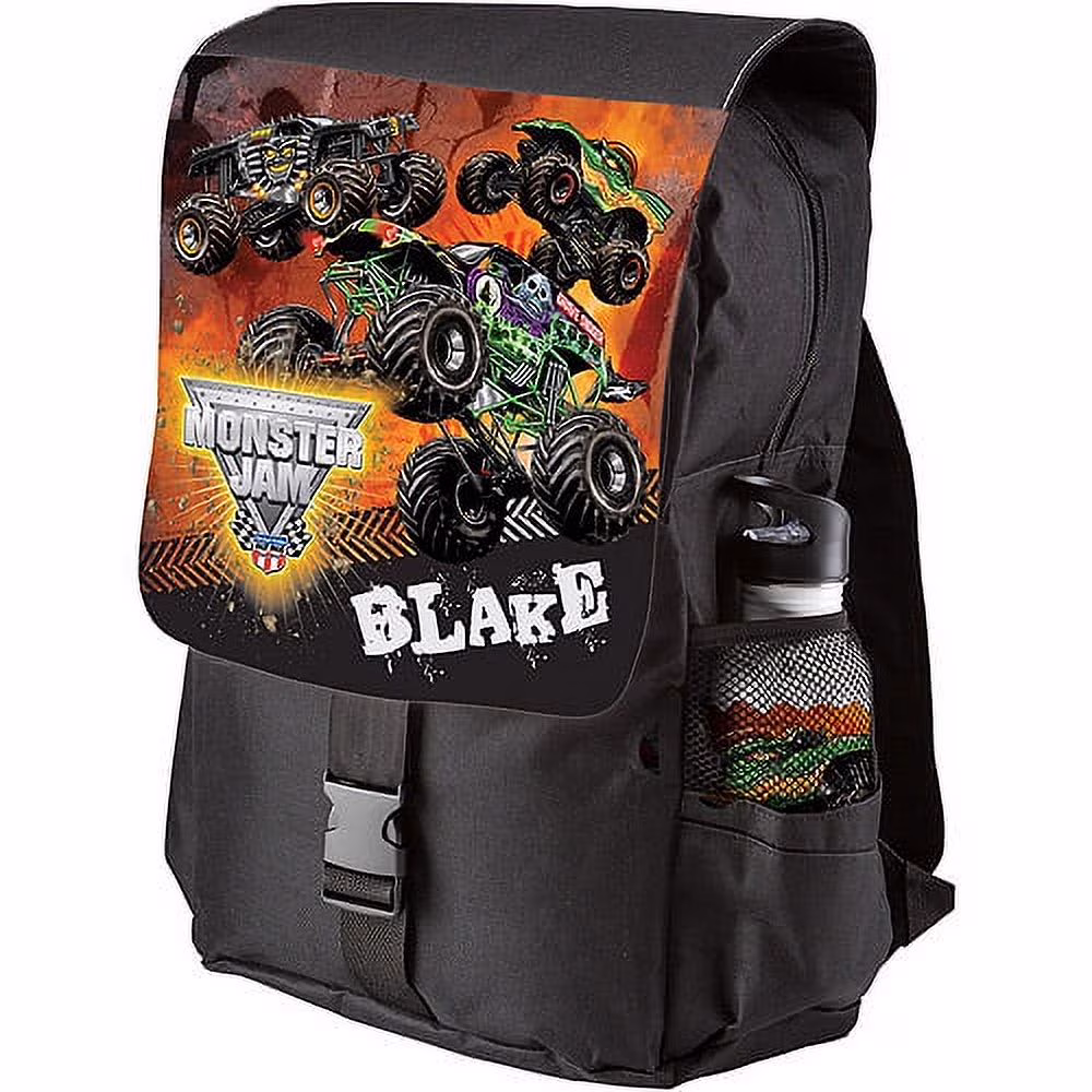Personalized It! Monster Jam Black Kids Youth Backpack