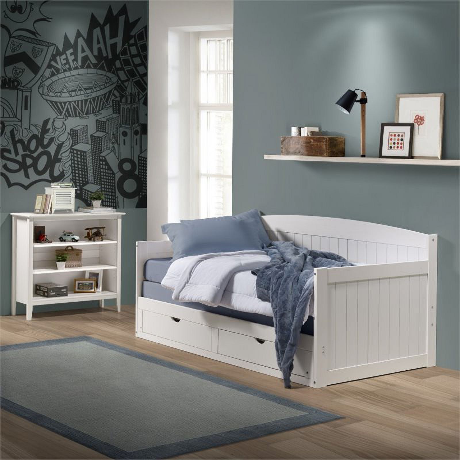 Roseberry Kids Transitional Wood Daybed with King Conversion in White