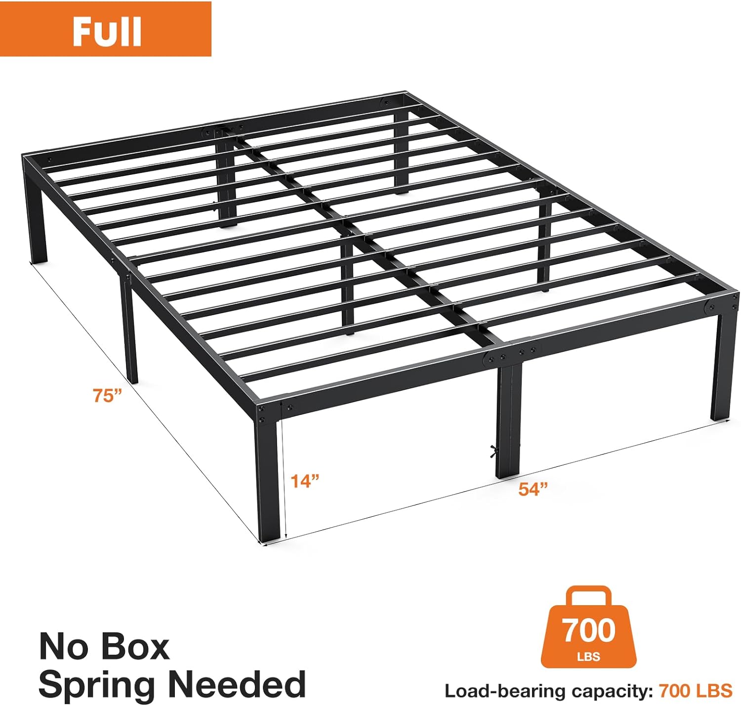 KPUY Full Bed Frame 14 inch Platform Bed frame Full Size,Heavy Duty Mattress Foundation, with 14'' Large Under Bed Storage Space,No Box Spring Needed