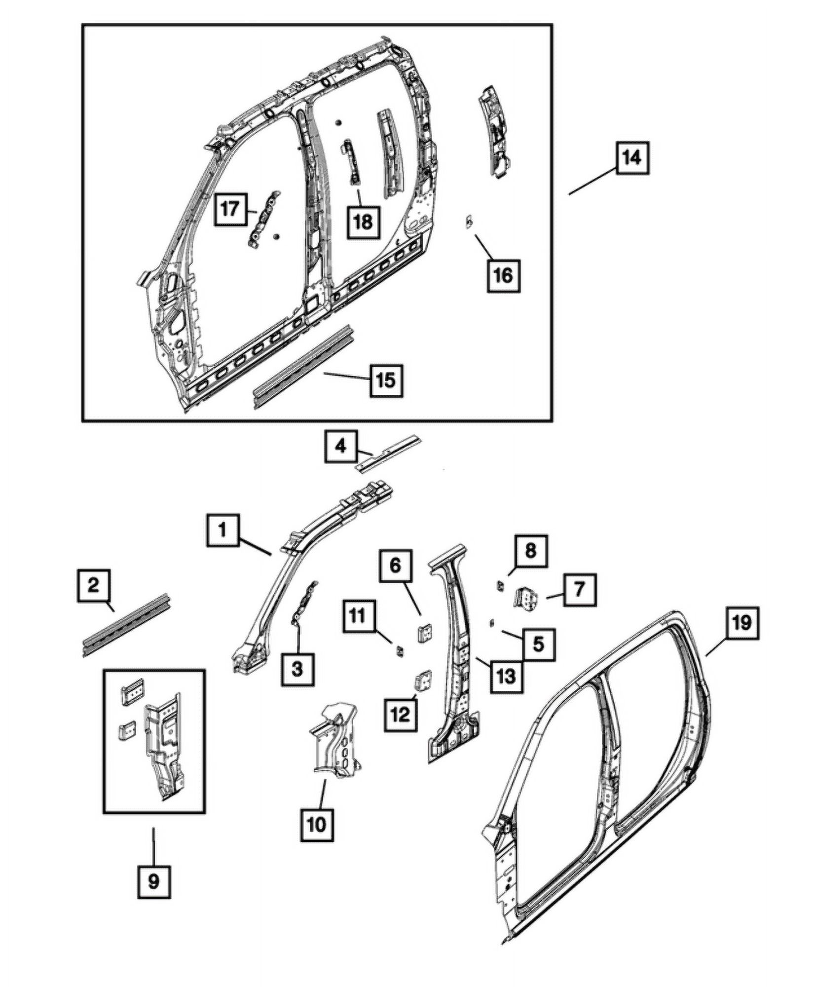 New Genuine Mopar Reinfmnt Body Side Aperture OE 68398769AA