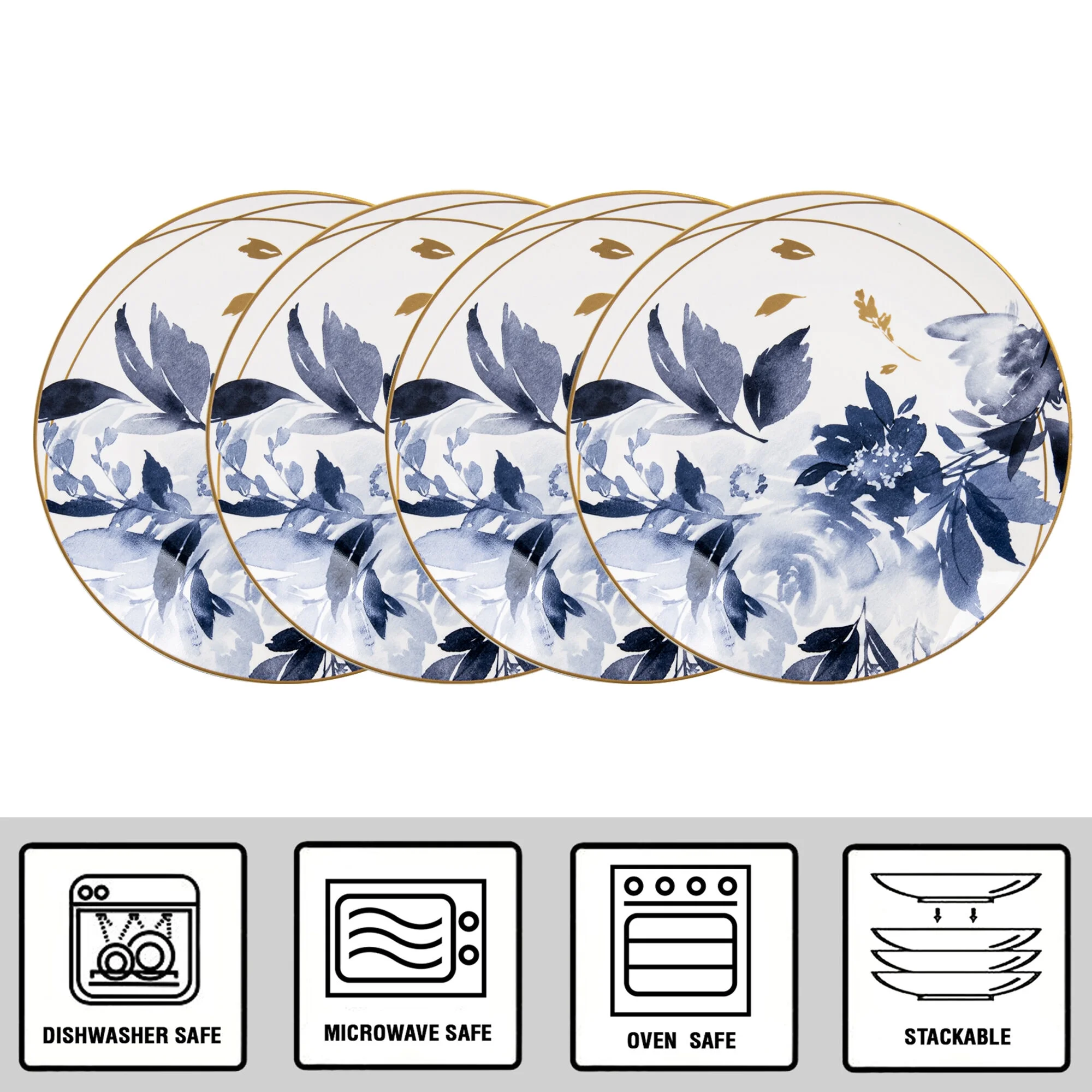 Mizuki Bone China Dessert Plate Set of 4, Bone China Dessert Plate Set