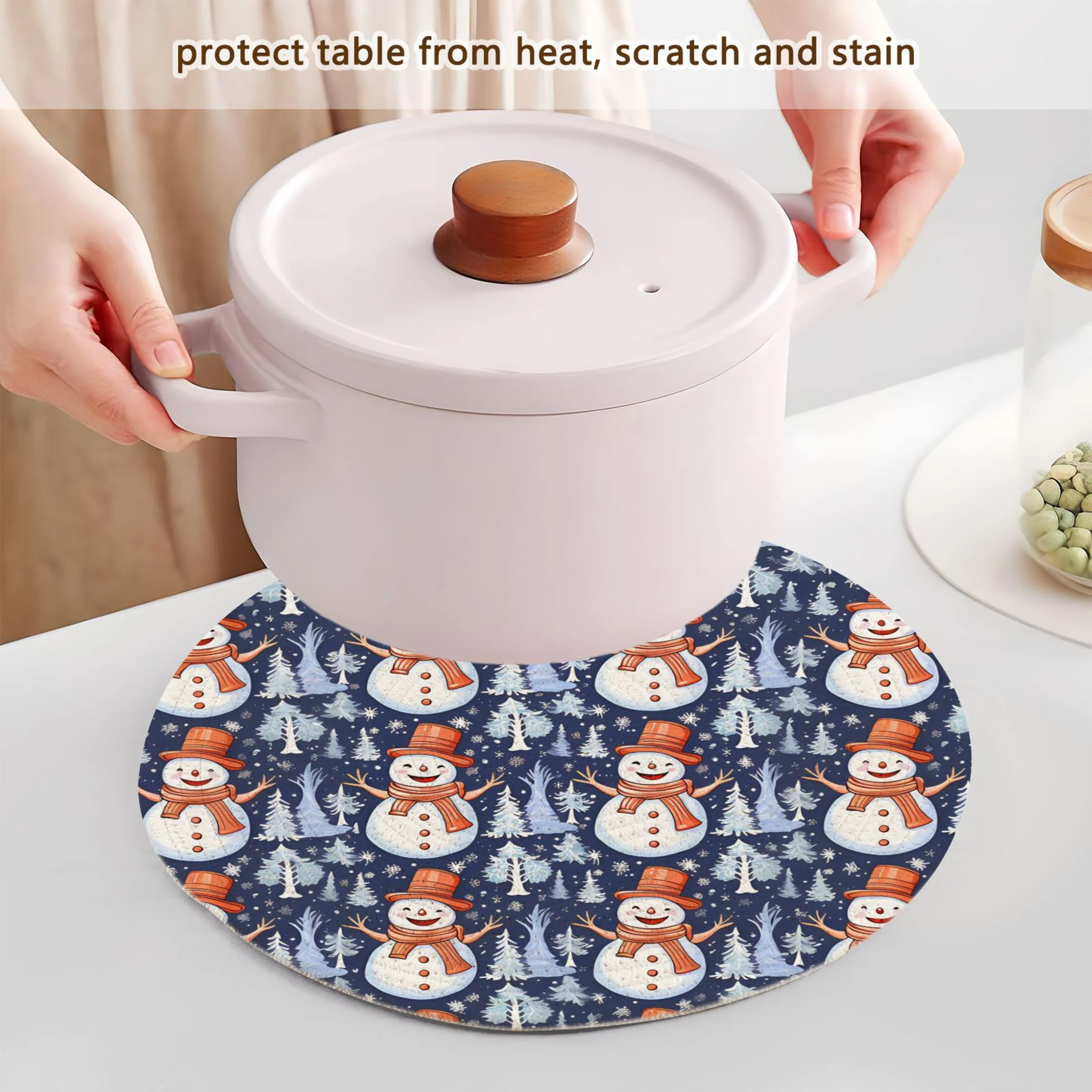 Christmas Snowman and Trees 3 PCs Pot Holders Trivets Kitchen 15