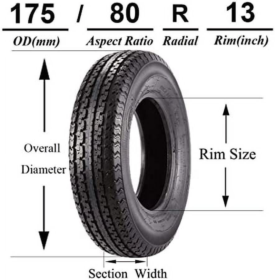 Set of 4 175/80R13 Albott Trailer Tire ST 175 80R13 6PR Radial Trailer Tires 175 80 13 Tire Load Range C 91N