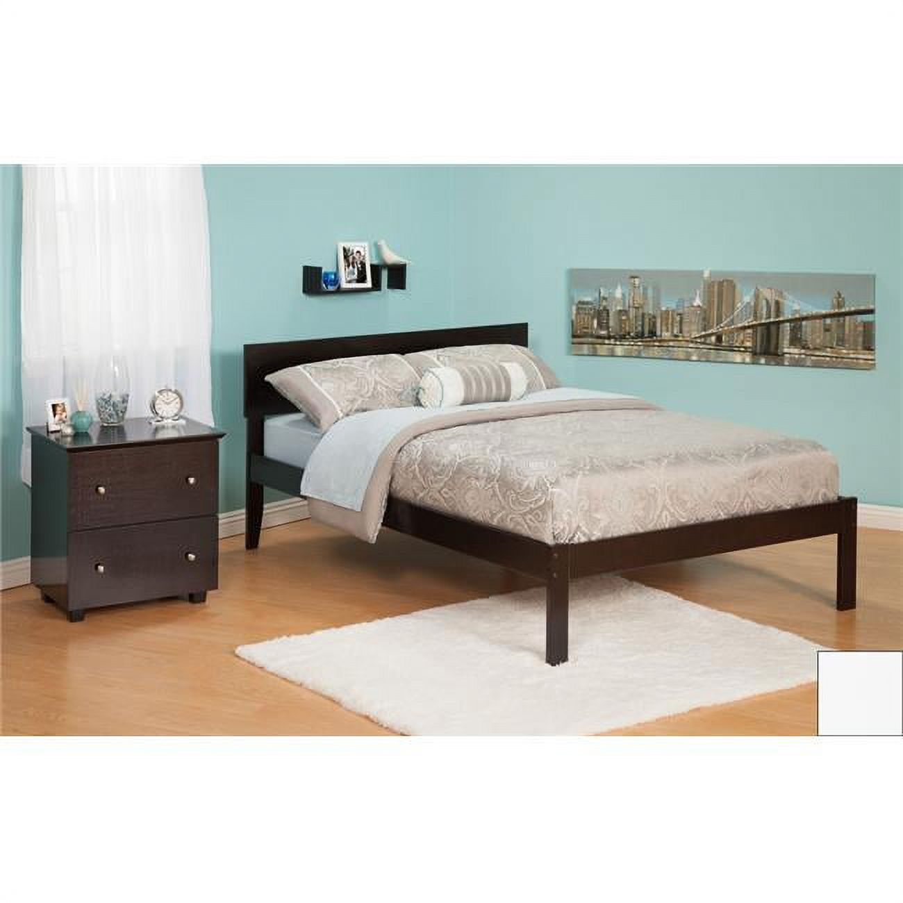 Orlando Full Bed with Open Foot Rail in a White Finish