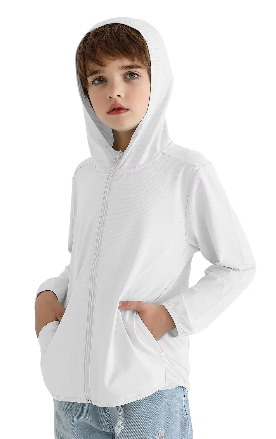 BANGSAUR Kids'UPF 50+ Long Sleeve Sun Protection Hoodie, Zipper UV Shirt For Kids(3-12Y) Hiking Outdoor