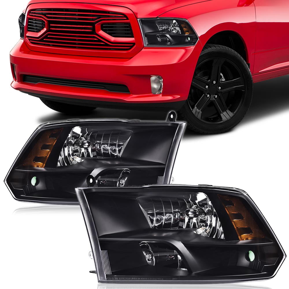 G-Plus Headlights Assembly Fit for 2009-2012 Dodge Ram 1500 2500 3500 Bumper Headlamps