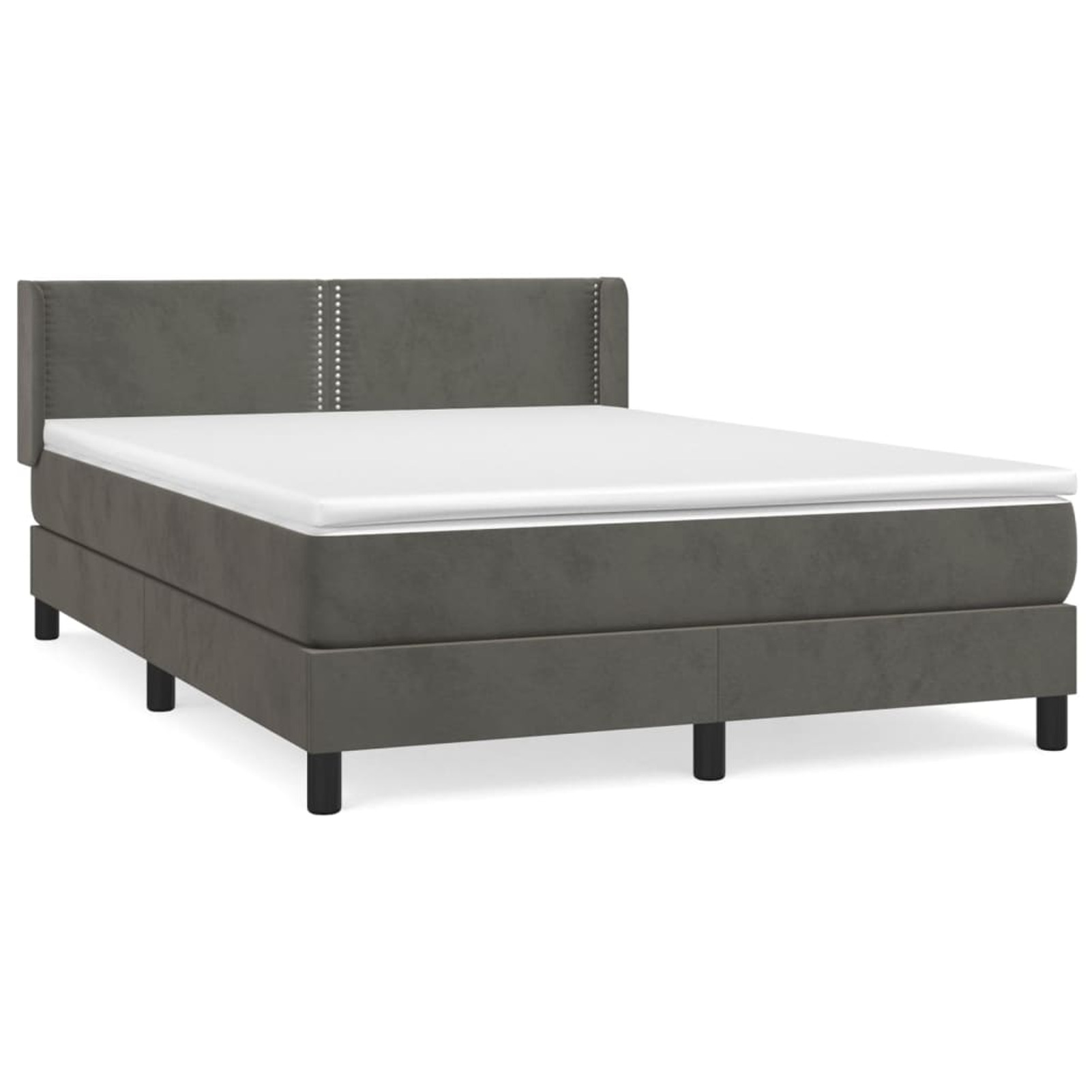 Anself Box Spring Bed with Mattress Dark Gray Full