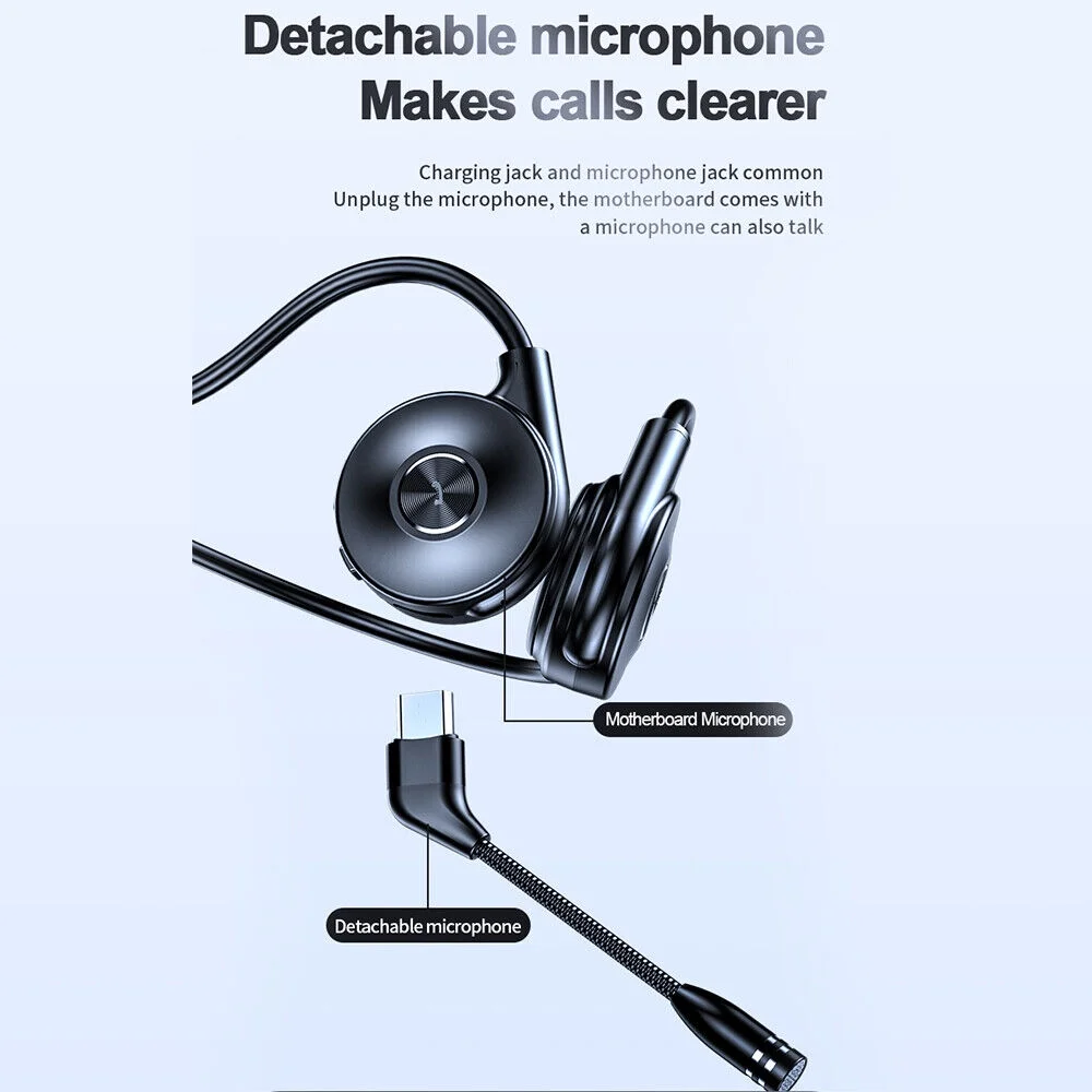 Bluetooth 5.0  Wireless Bone Conduction Headsets Open Ear Headphones MIC