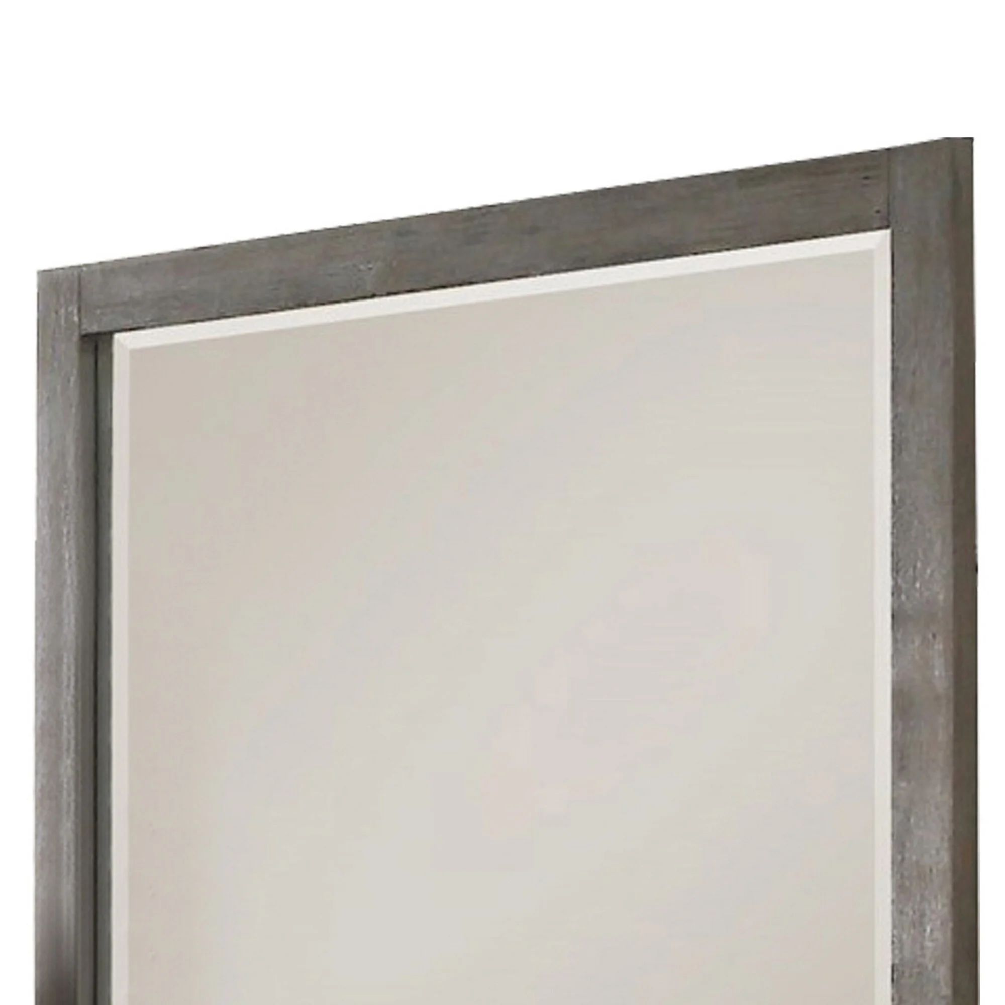 Contemporary Wooden Frame Dresser Mirror with Natural Grain Details, Gray